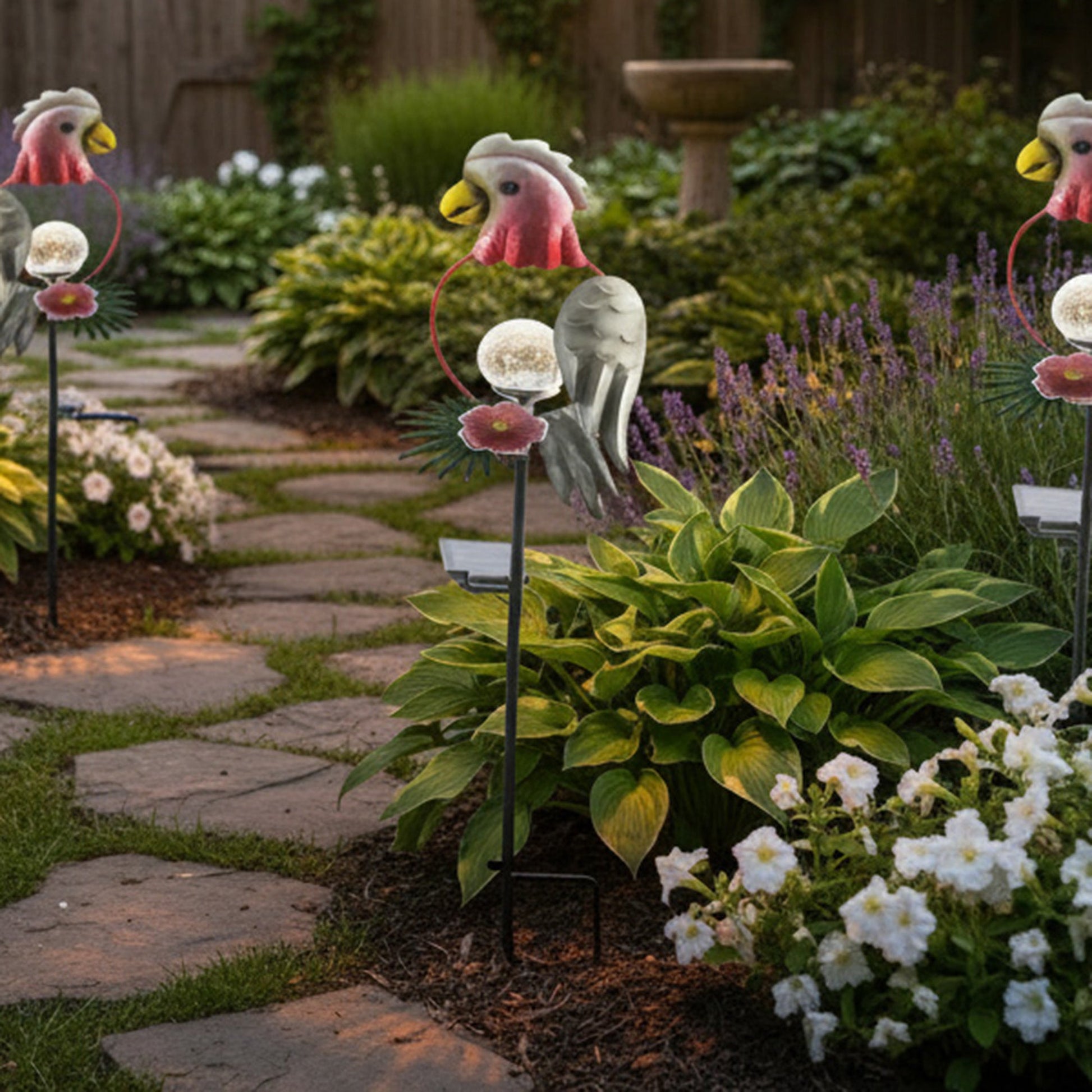 LED Solar-Powered Parrot Metal Path Stake Light