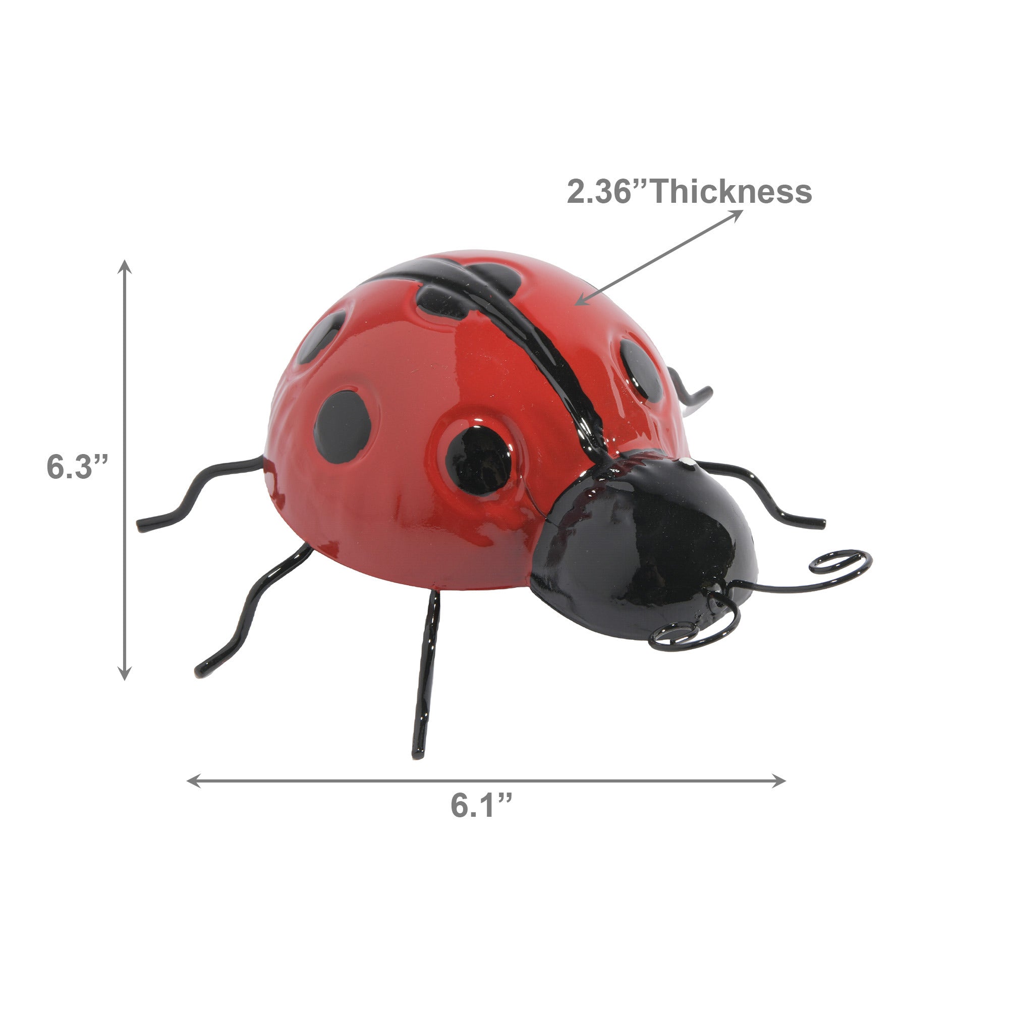 Metal Ladybug Figurine for Garden Décor - Set of 6