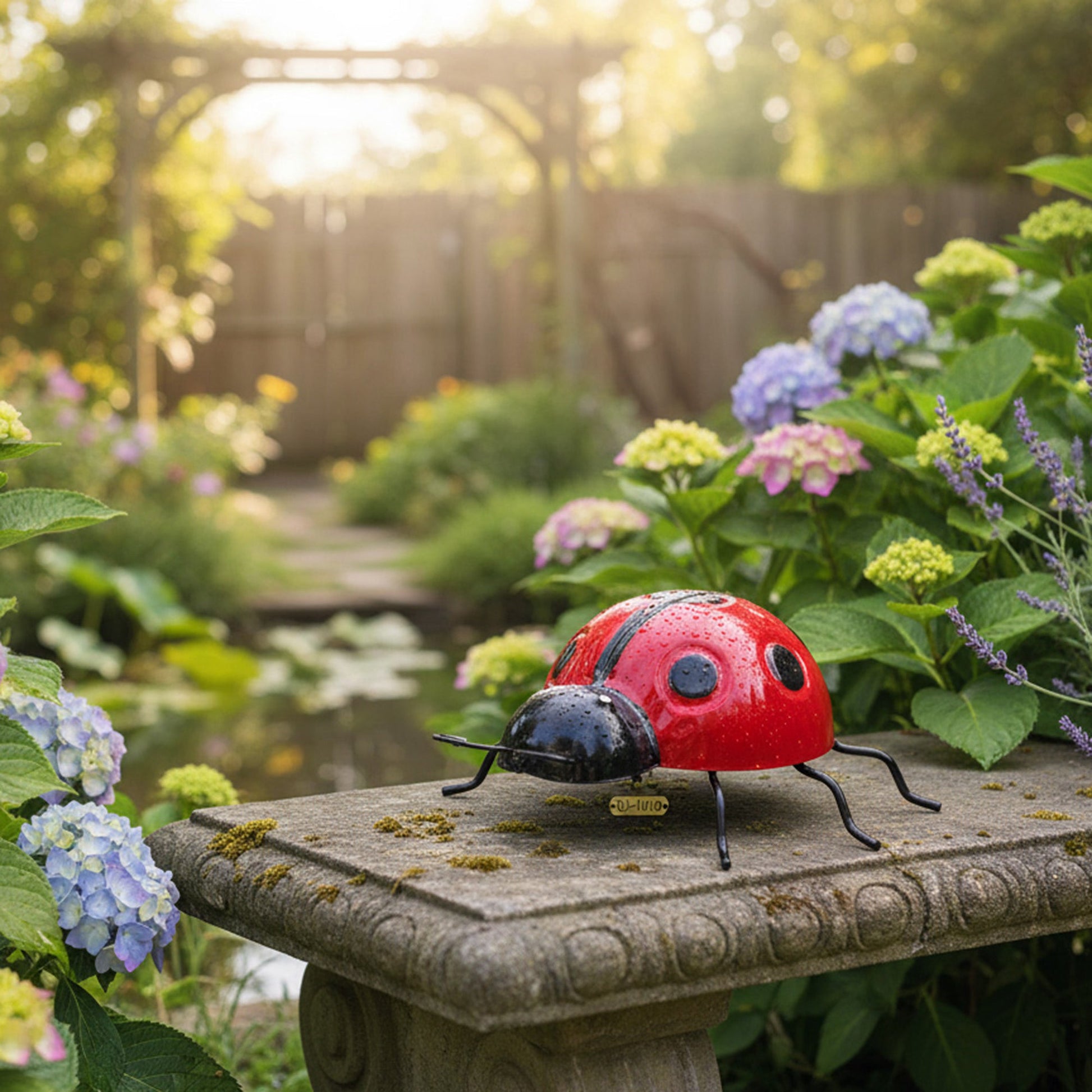 Metal Ladybug Figurine for Garden Décor - Set of 6