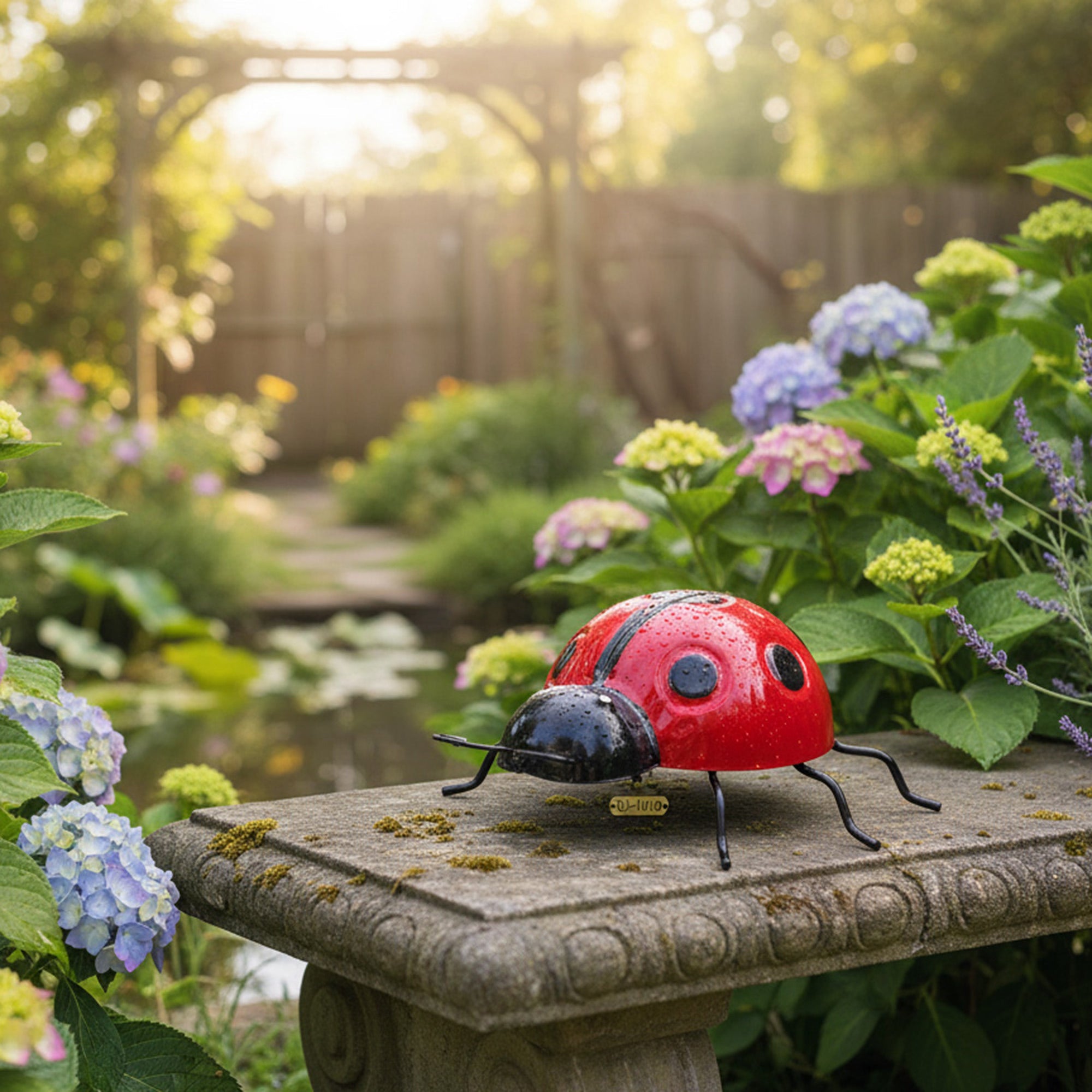Metal Ladybug Figurine for Garden Décor - Set of 6