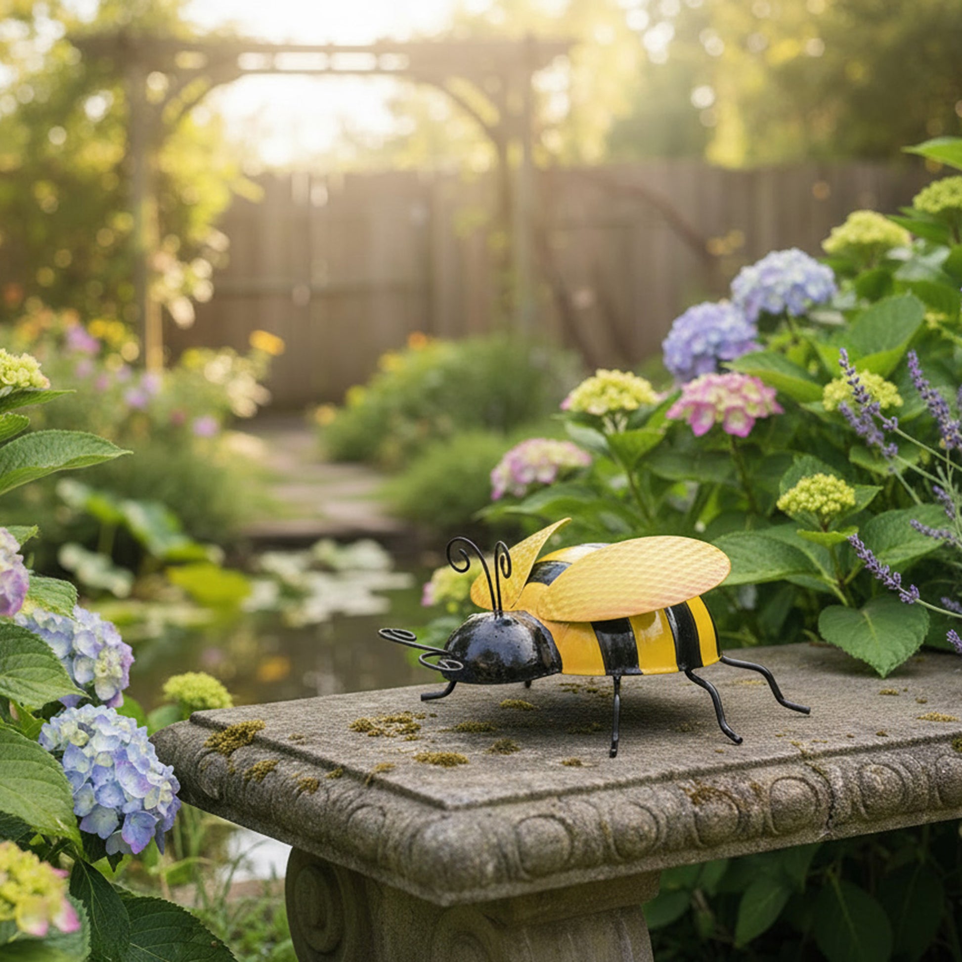 Metal Bee Figurine for Garden Décor - Set of 6