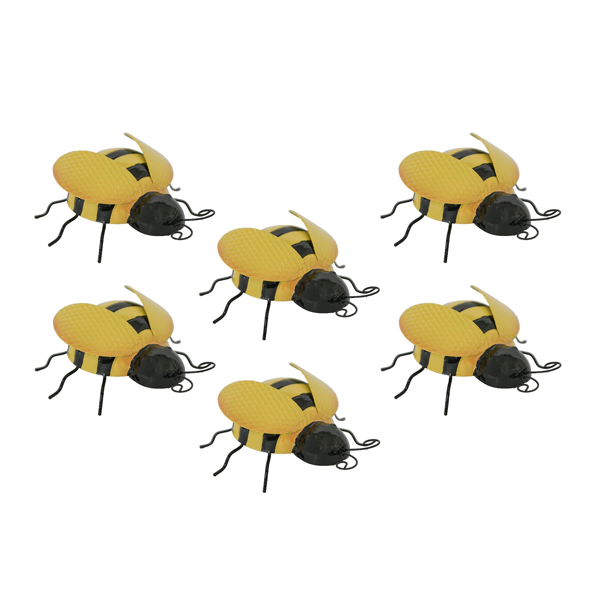 Metal Bee Figurine for Garden Décor - Set of 6