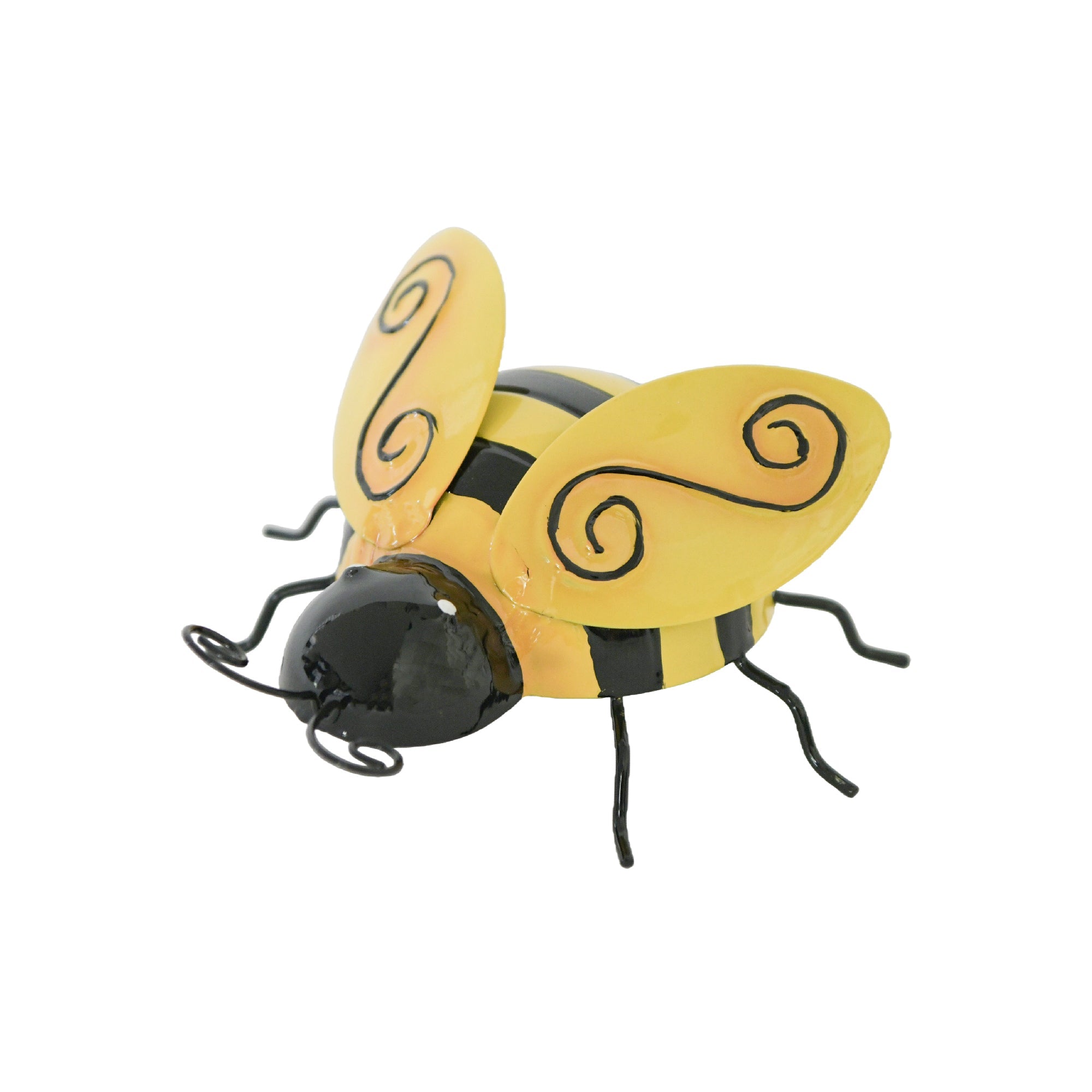 Metal Bee Figurine with Scroll Wing Detail - Set of 6