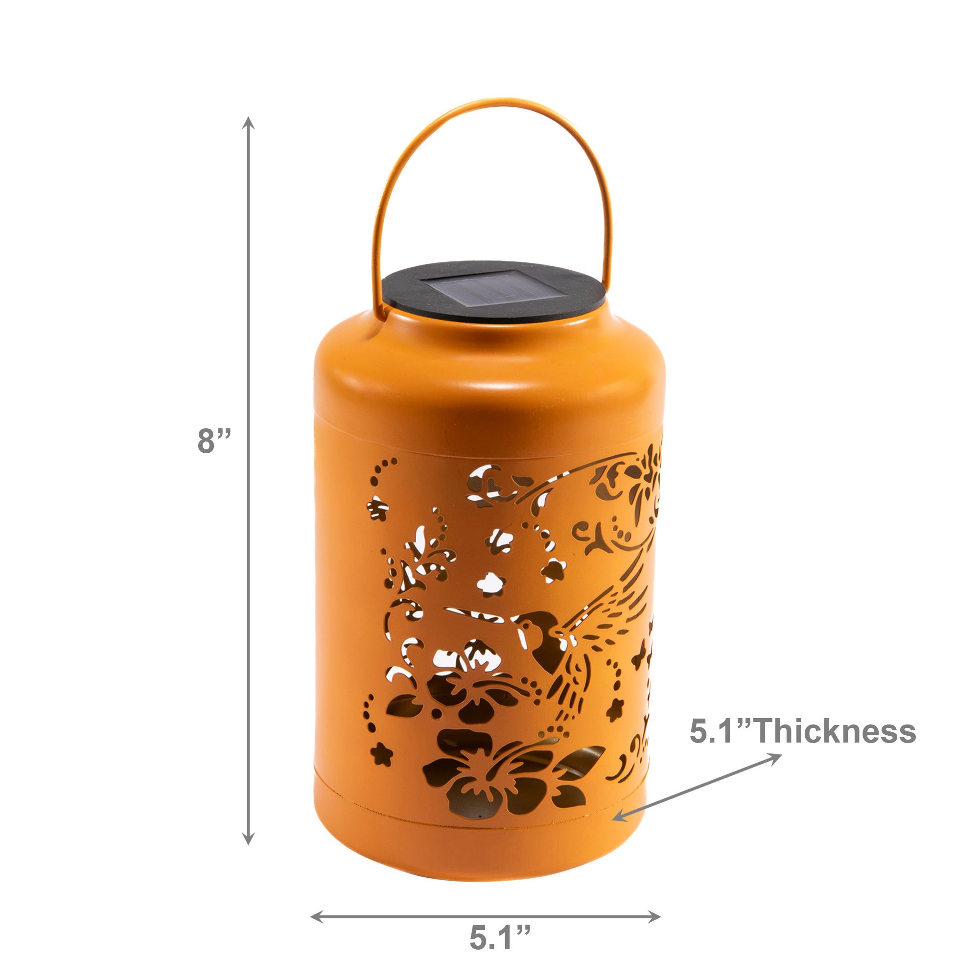 LED Solar-Powered Metal Lantern Featuring Hummingbird