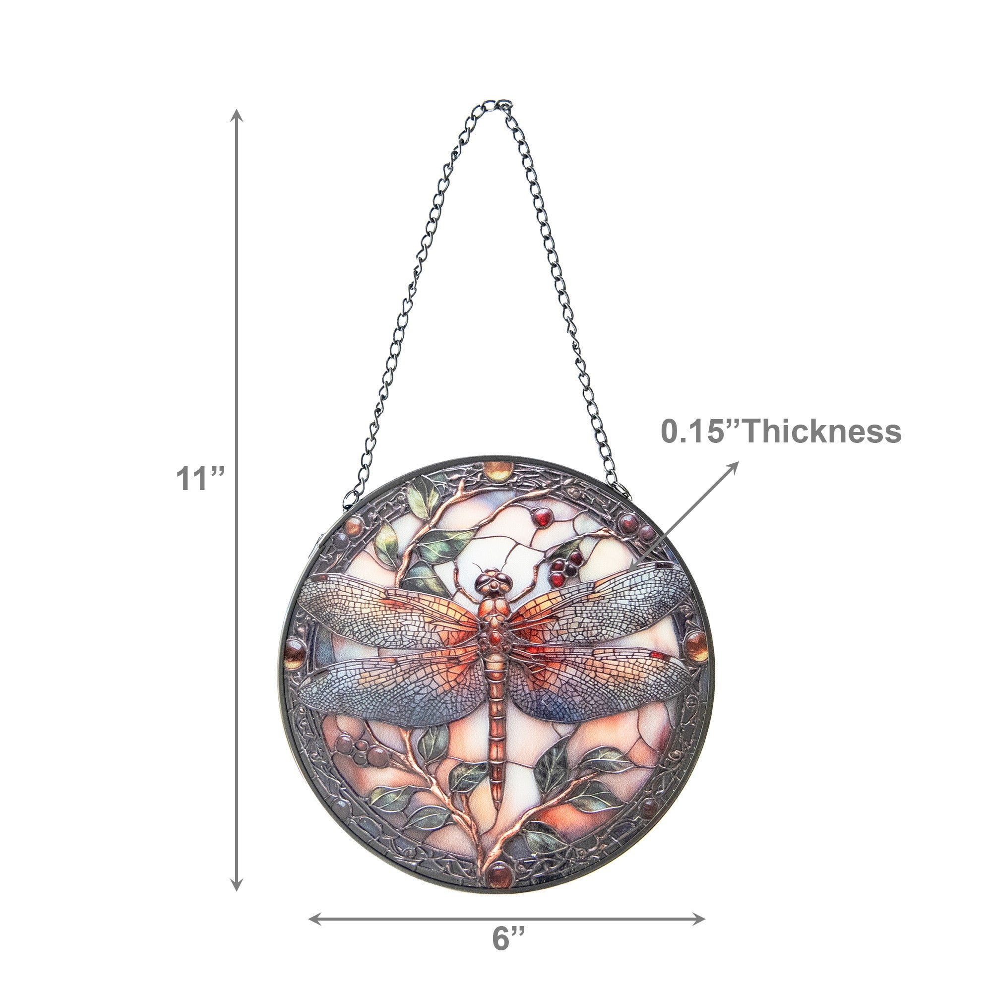 6-Inch Stained Glass Dragonfly Suncatcher