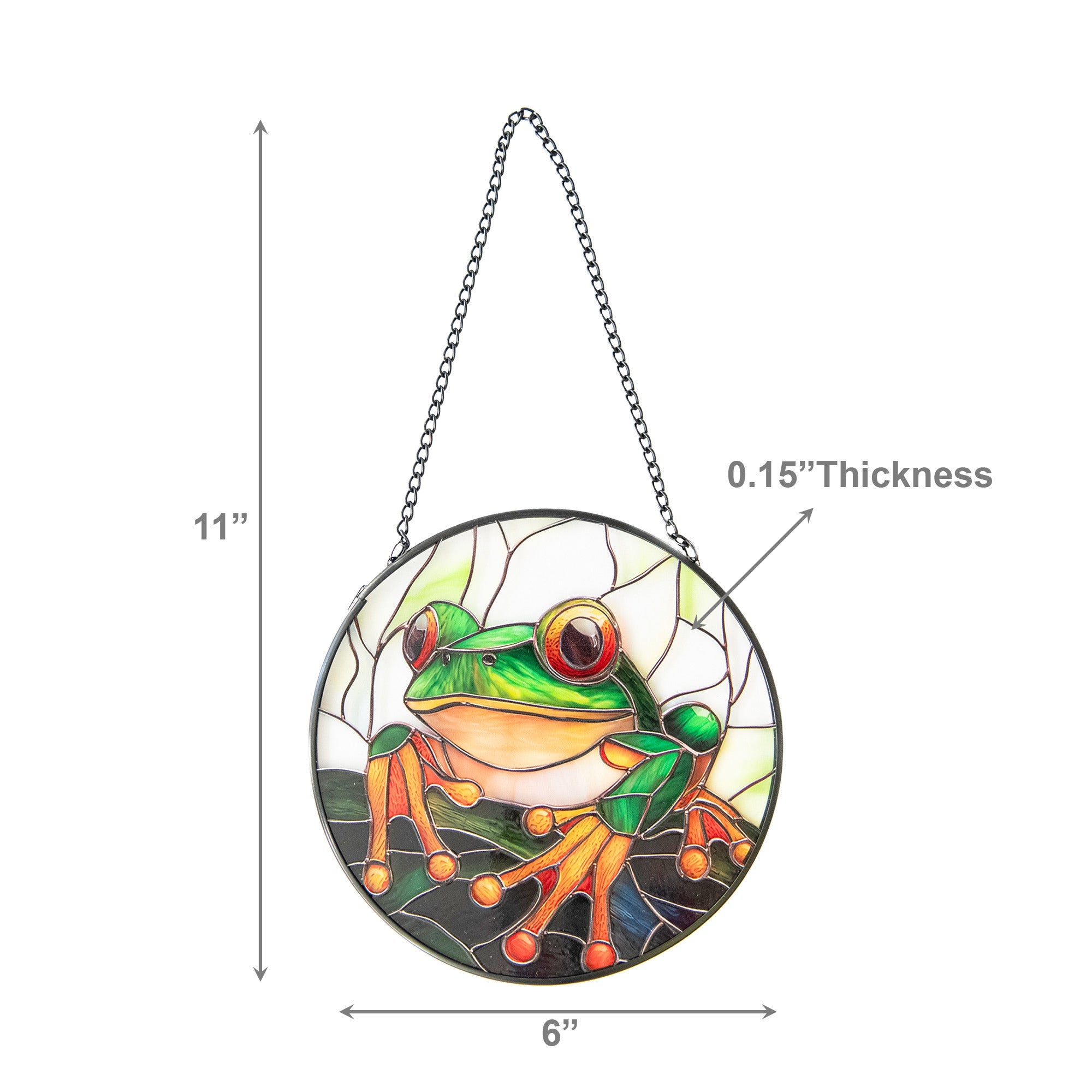6-Inch Stained Glass Frog Suncatcher
