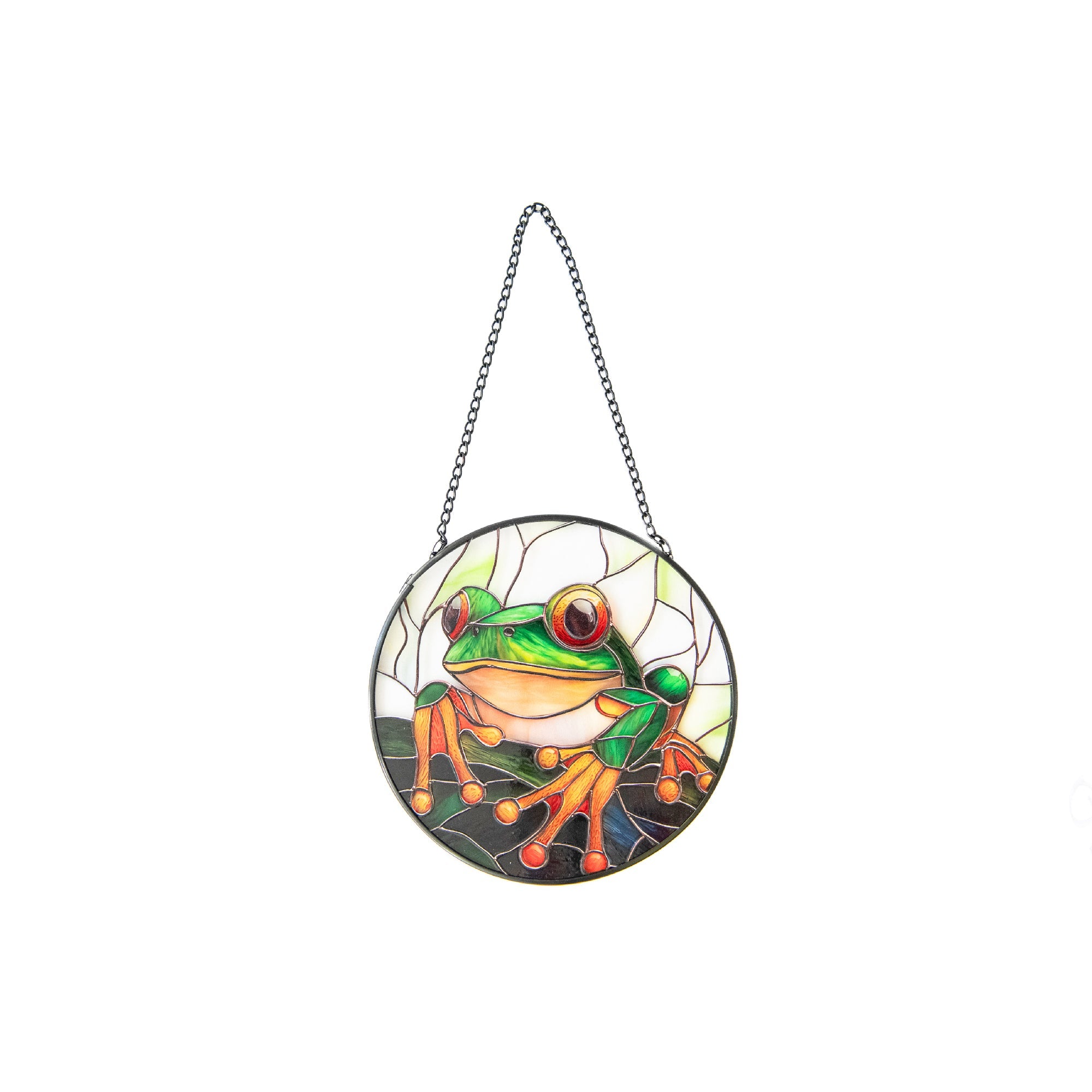 6-Inch Stained Glass Frog Suncatcher