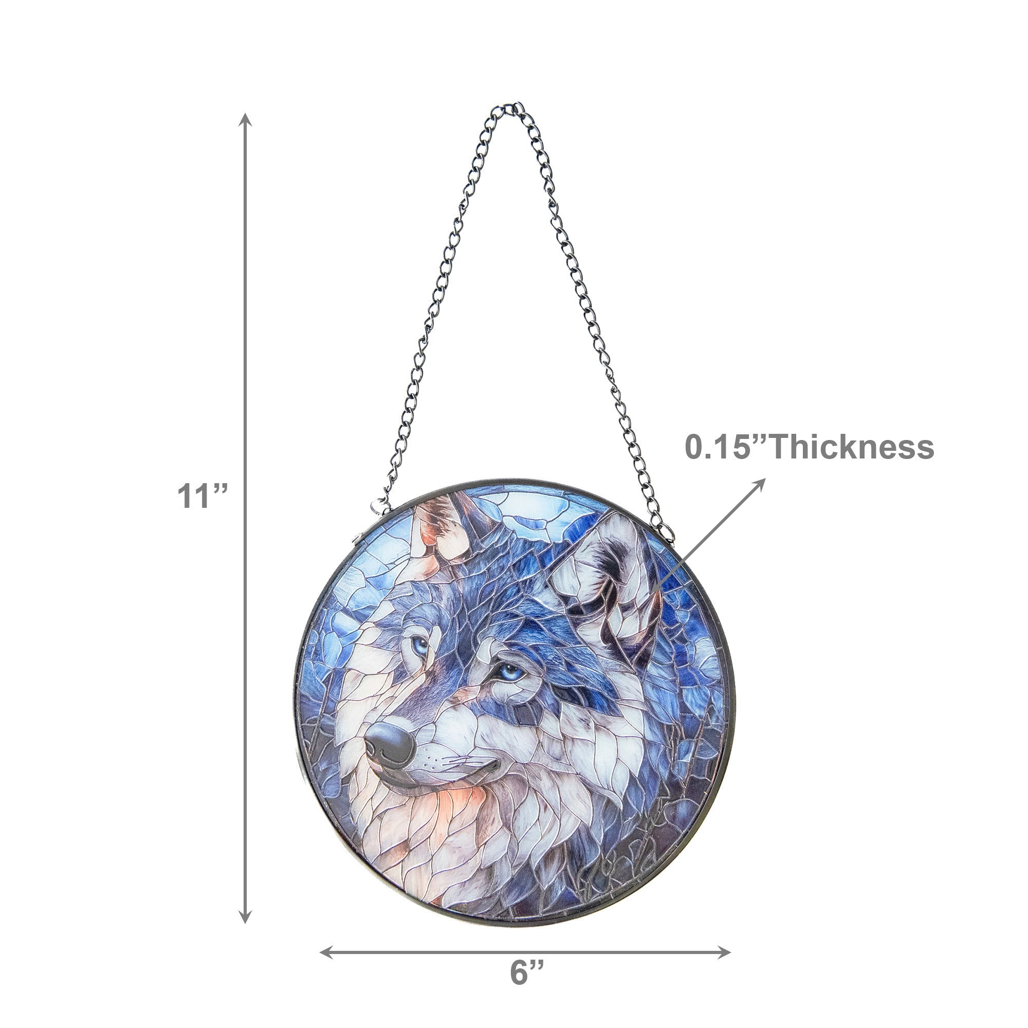 6-Inch Stained Glass Wolf Suncatcher