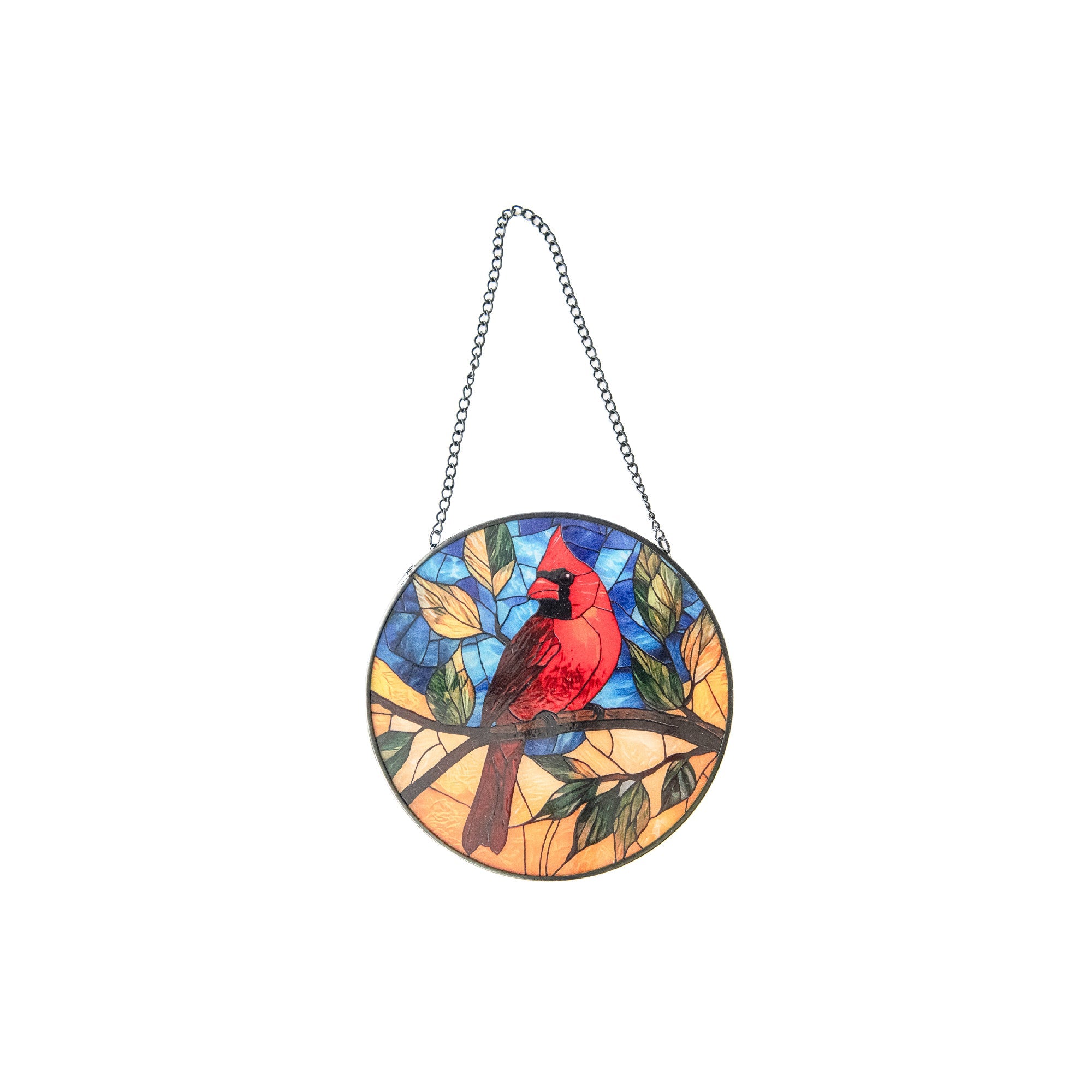 6-Inch Stained Glass Cardinal Bird Suncatcher