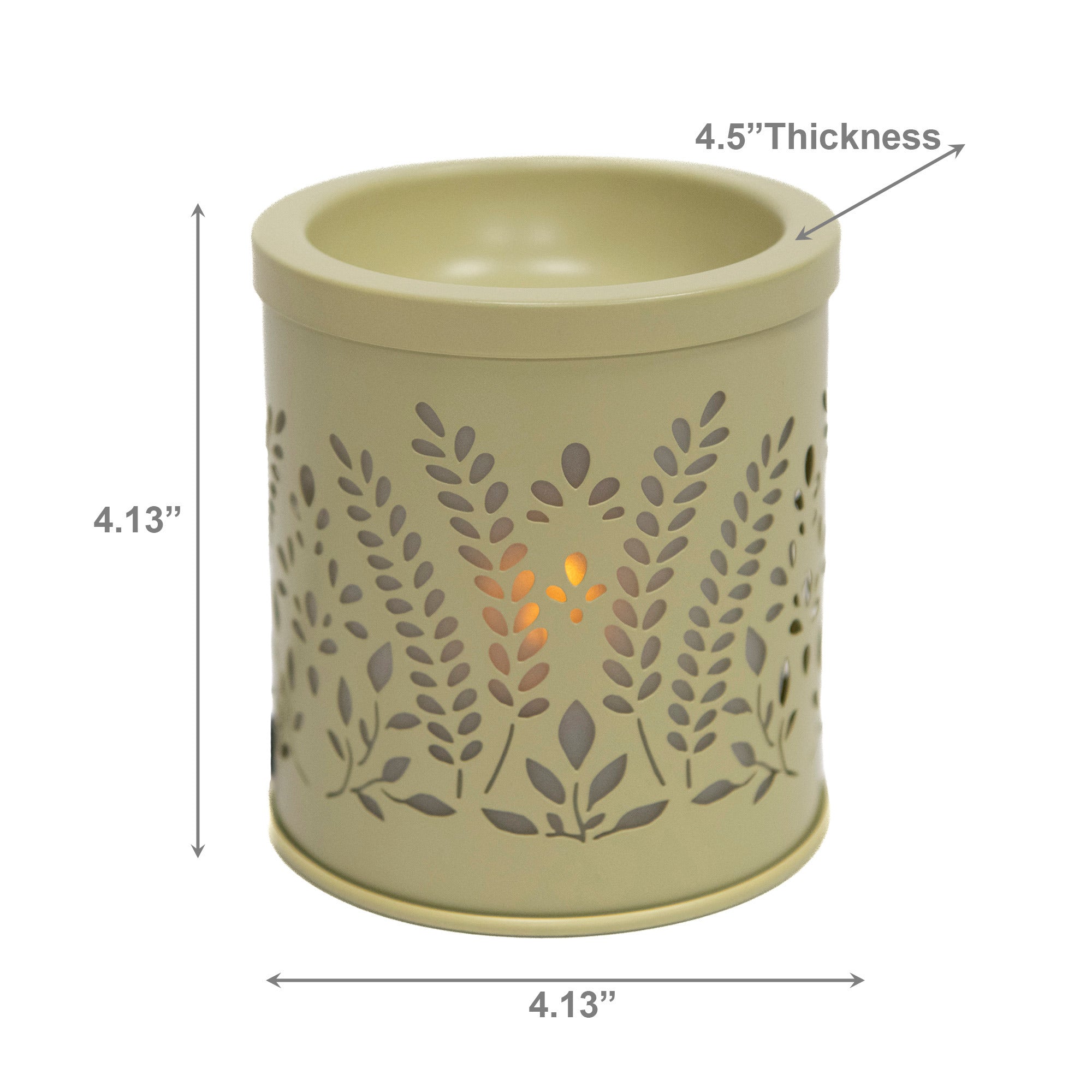 Corded Metal Plug-In Wax Warmer with Cream Leaves Design