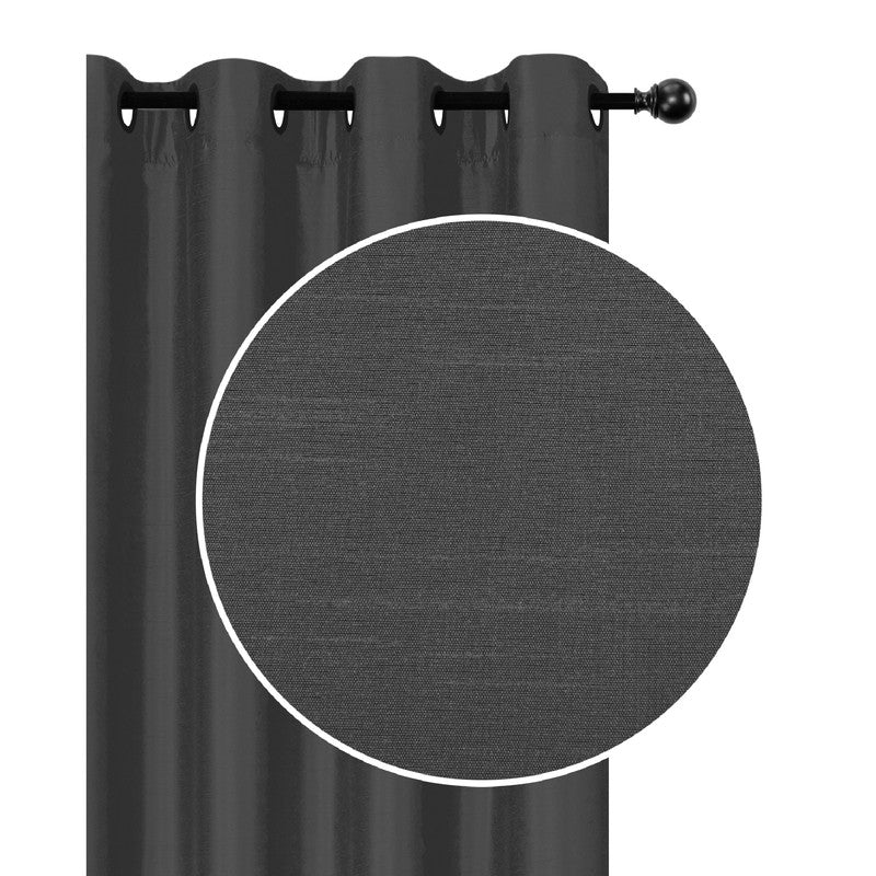 Faux Silk Panel With 8 Grommets (Gray) - Set of 2