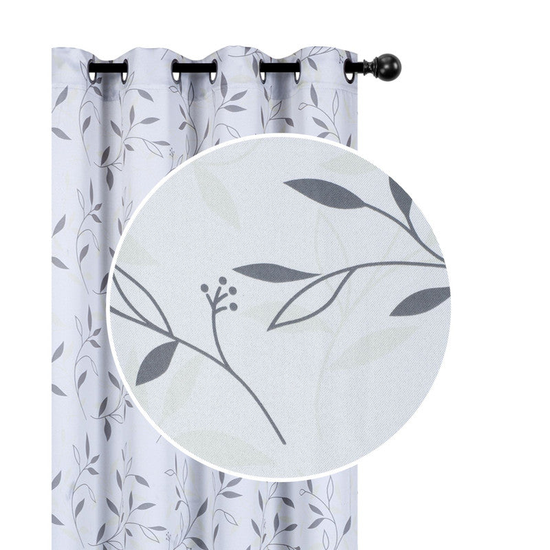 Decorative Polyester Panel W 8 Grom (Leafy Silver) (96") - Set of 2