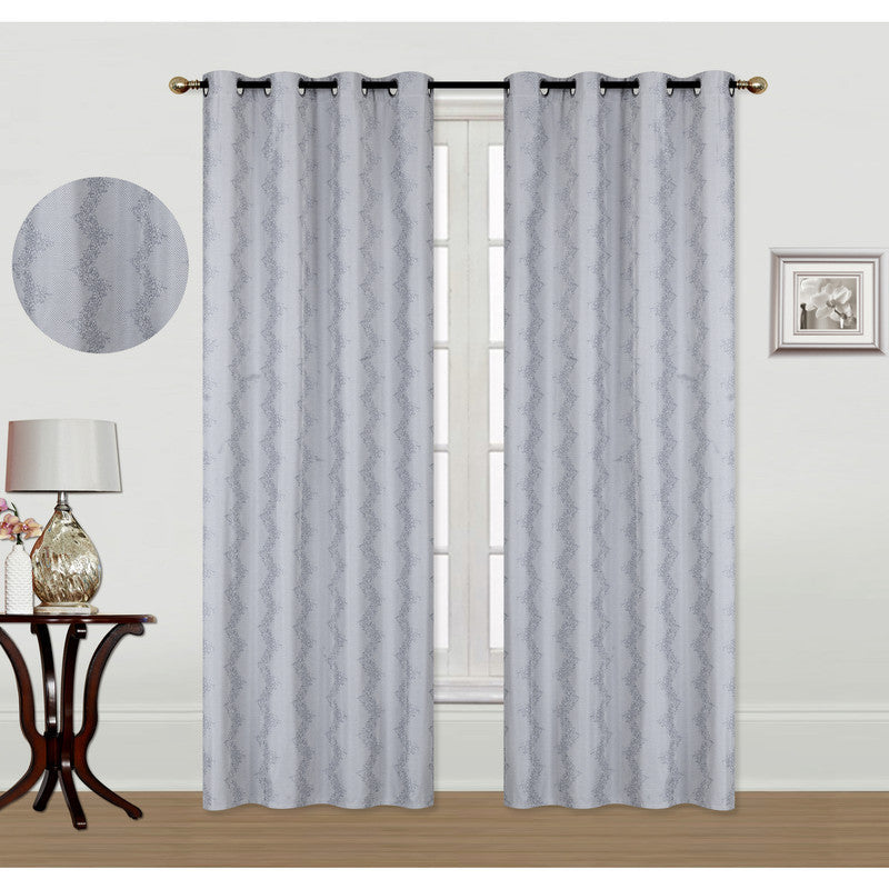 Jacquard Panel W 8 Grom (Chevron) (Gray) (96") - Set of 2
