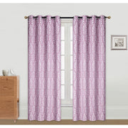 Embroidered Curtain Panel Fern Dark Rose 84" With 8 Grommets Window Drapery - Set of 2