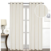 Jacquard Window Panel Curtain 96 Inch Ivory With 8 Grommets Set Of 2, Decorative Drapes