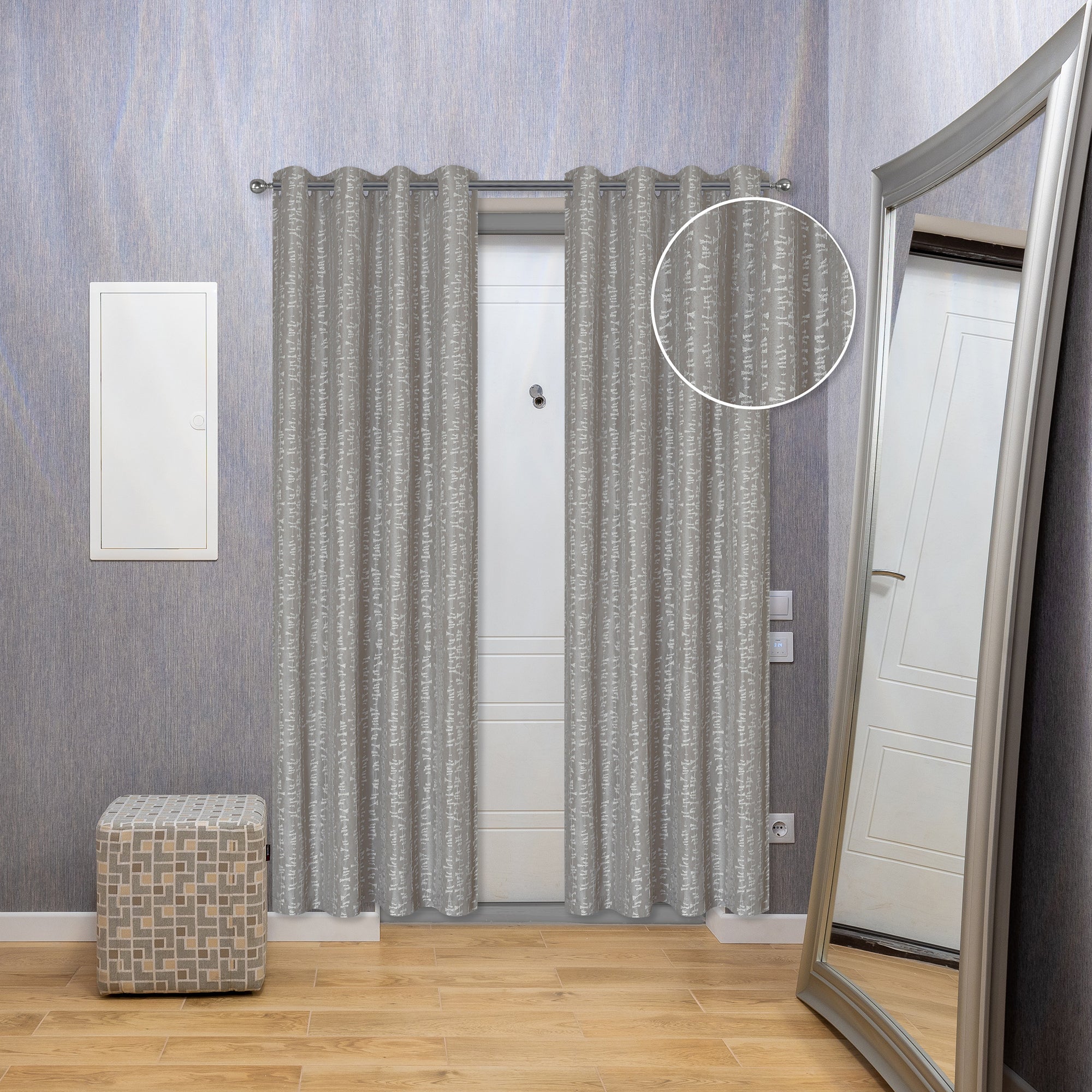 Jacquard Window Panel Curtain 96 Inch Taupe With 8 Grommets Set Of 2, Decorative Drapes