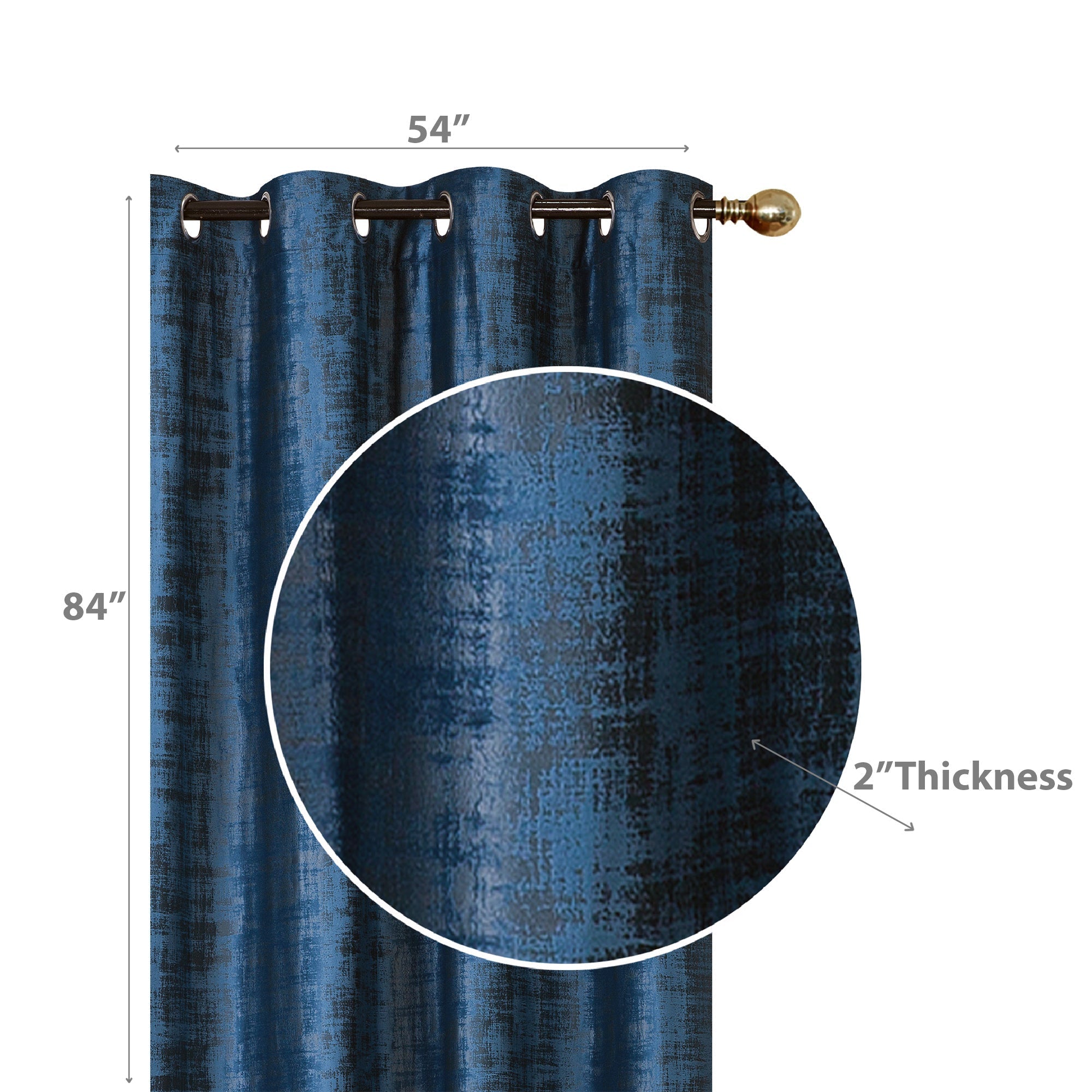 Embossed Rubber Panel & Grommets Navy Blue - Set of 2
