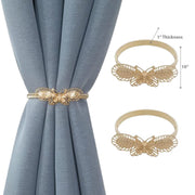Set of 2 Rose Gold Butterfly Curtain Tiebacks Decorative Drapery Holdbacks for Window Curtains