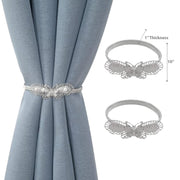 Set of 2 Silver Butterfly Curtain Tiebacks Decorative Drapery Holdbacks
