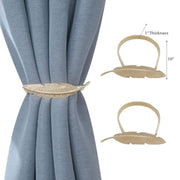 Set of 2 Rose Gold Feather Curtain Tiebacks Decorative Window Drapery Holdbacks