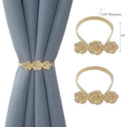 Set of 2 Rose Gold Rose Curtain Tiebacks Decorative Drapery Holdbacks