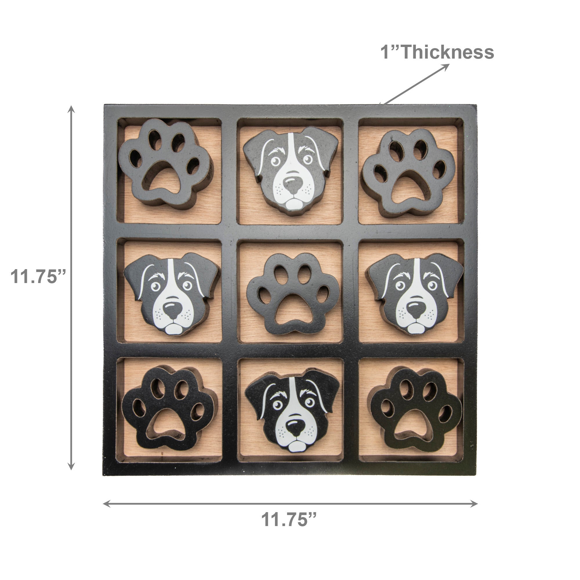 Wooden Tic Tac Toe Gameboard Featuring Dog Design - Set of 2