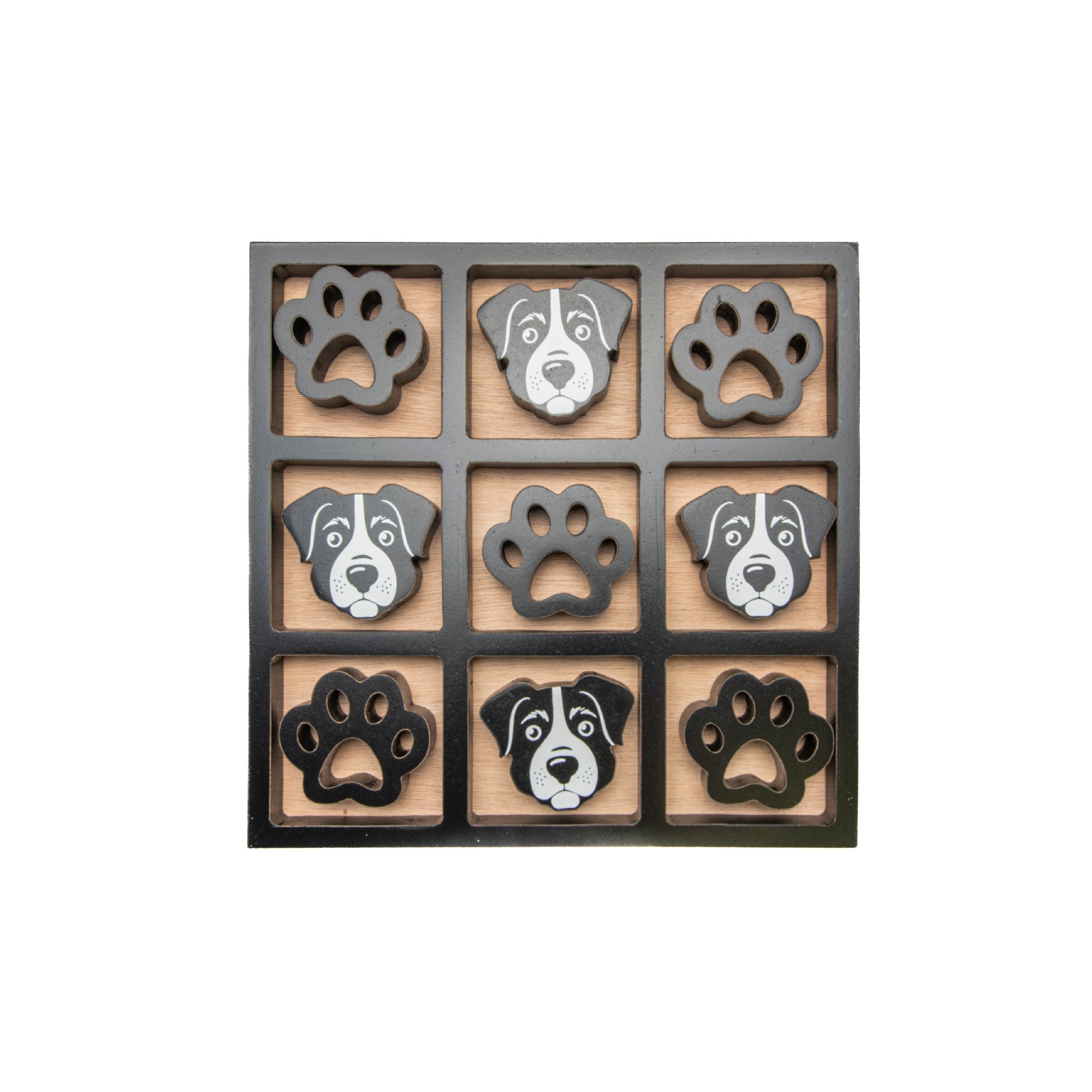 Wooden Tic Tac Toe Gameboard Featuring Dog Design - Set of 2