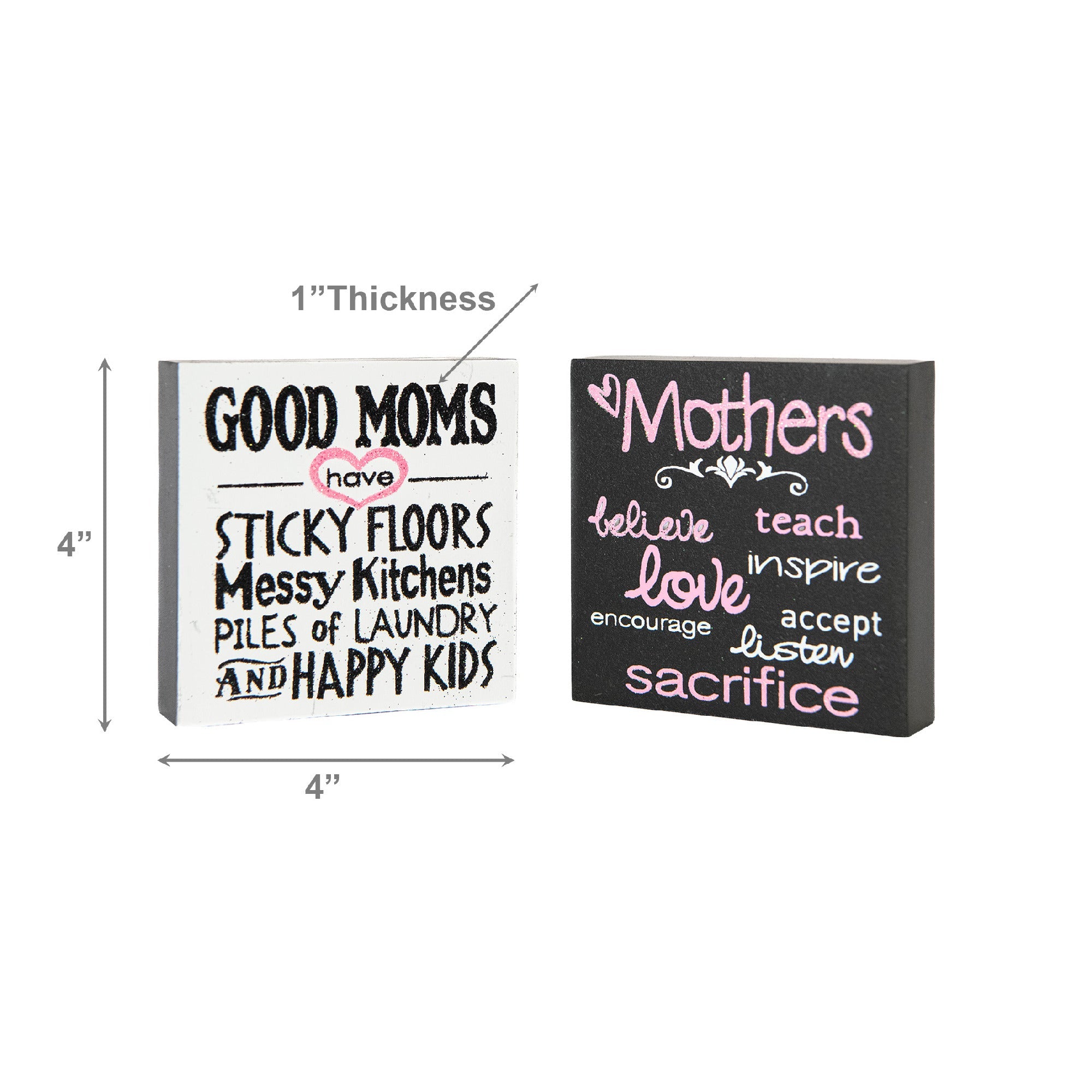 Assorted Wood Blocks with “Good Moms” Messages - Set of 2