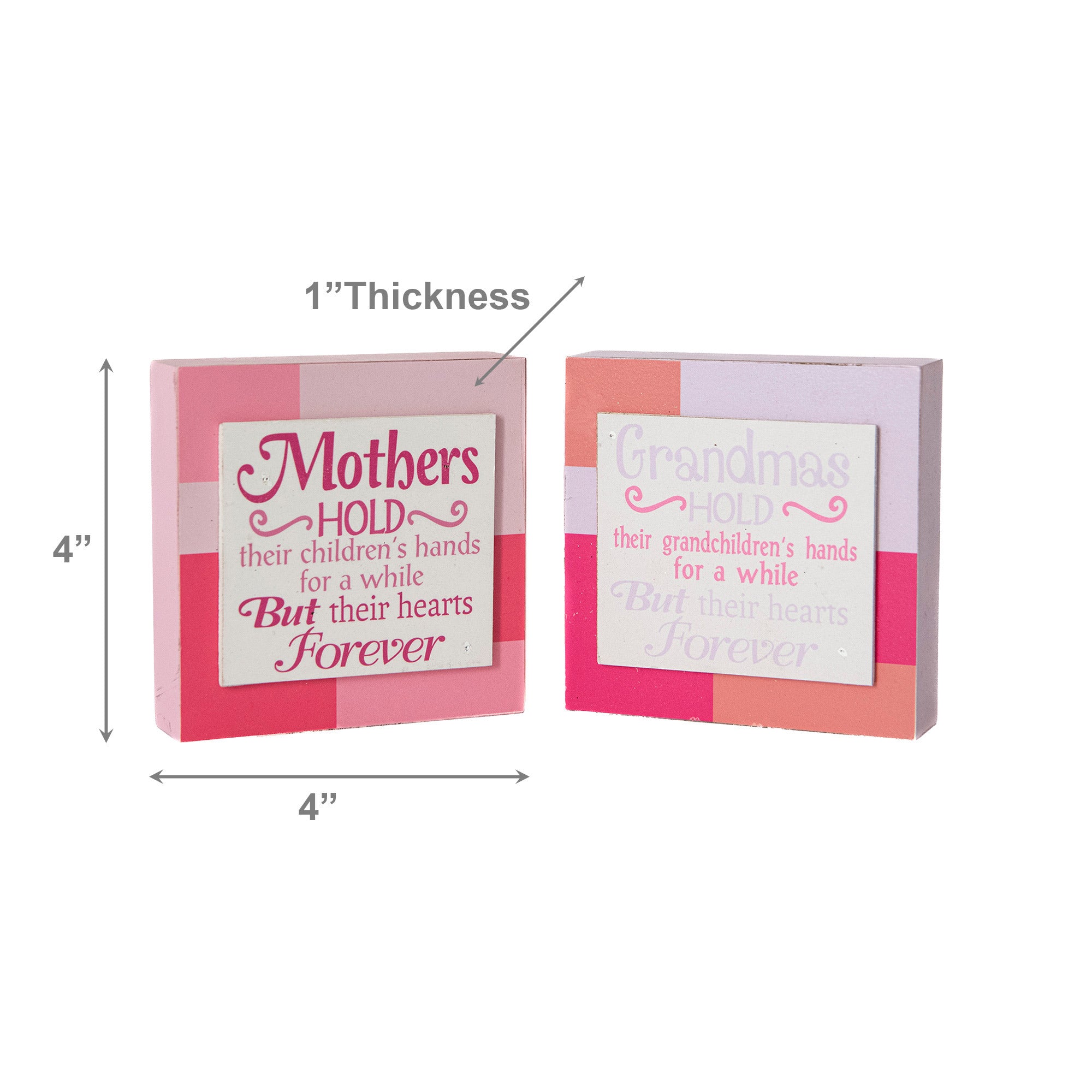 Assorted Wood Blocks “Mother/Grandma Hold Hearts Forever” - Set of 2