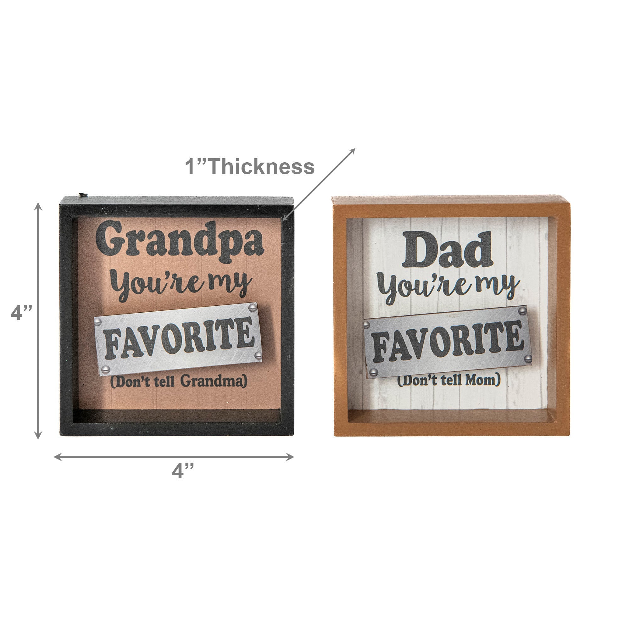Assorted Wood Shadow Blocks “You’re My Favorite, Don’t Tell” - Set of 2