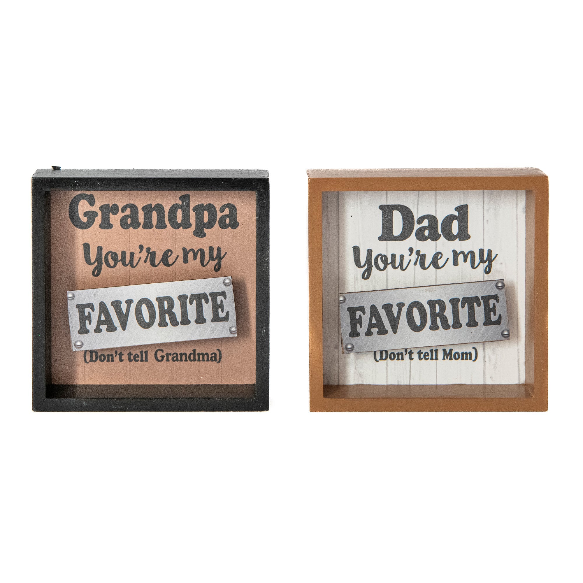 Assorted Wood Shadow Blocks “You’re My Favorite, Don’t Tell” - Set of 2
