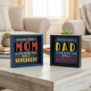 Assorted Wood Shadow Blocks “Superhero Dad/Mom” - Set of 2