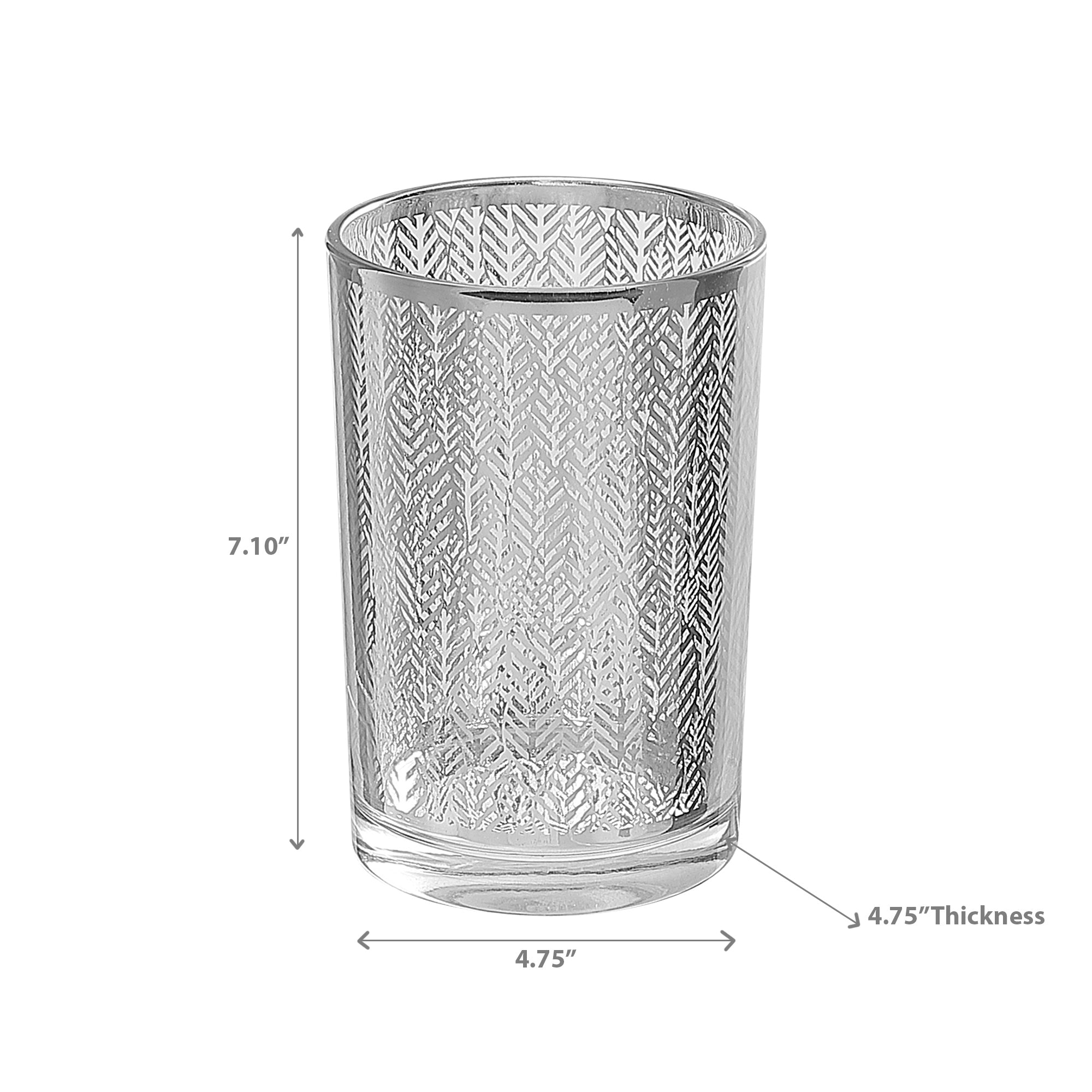 Glass Candle Holder Silver Leaf