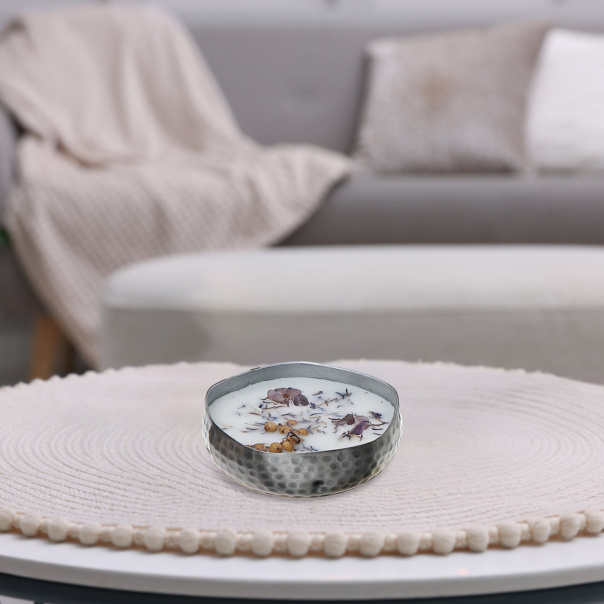 5.29oz 2-Wick Soy Candle in Metal Dish – French Lavender Scent, Home Fragrance