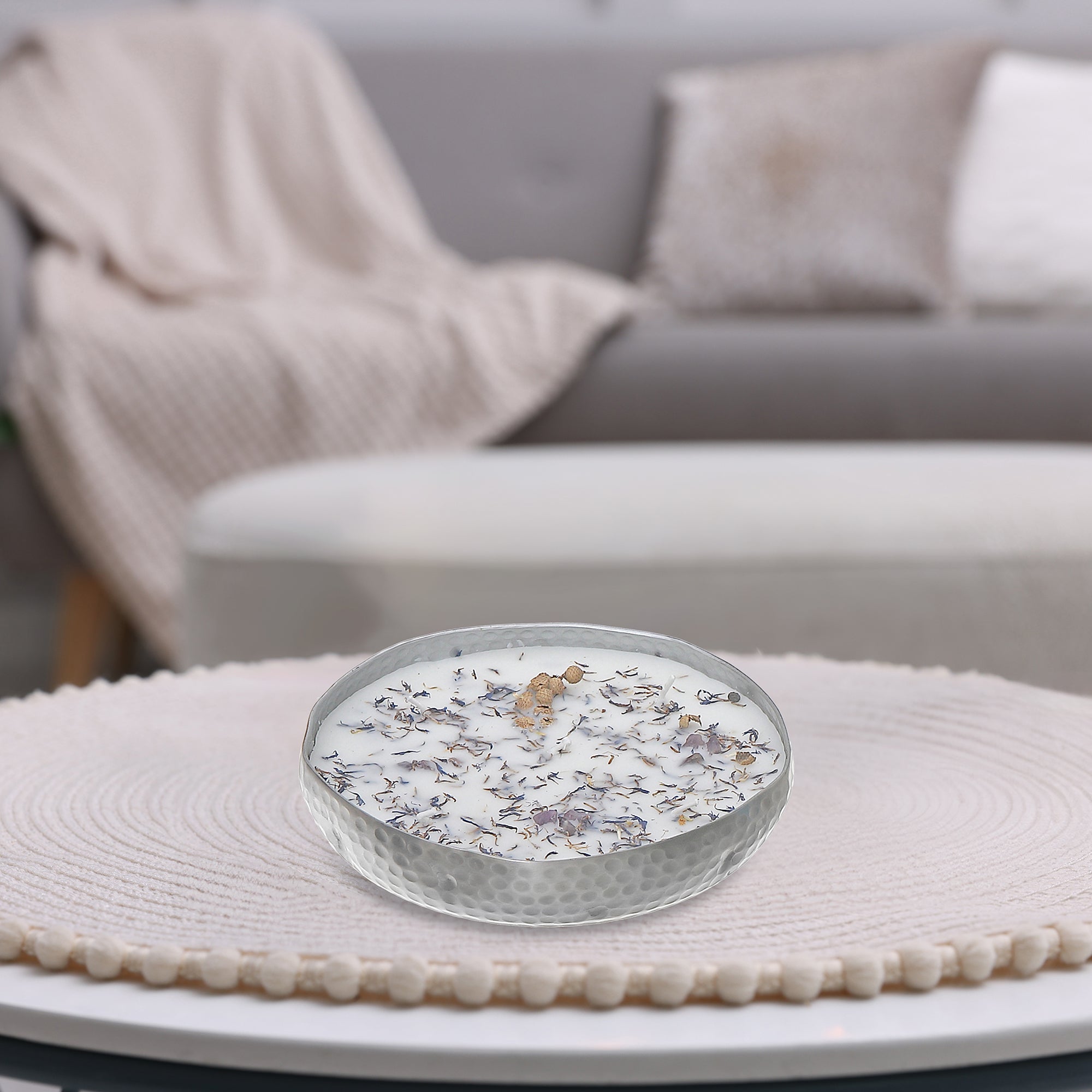 14oz 5-Wick Soy Candle in Metal Dish – French Lavender Scent, Home Fragrance