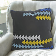 Polyester Embroidered Arrow Cushion Black Set Of 2, Decorative Throw Pillow, Modern Home Accent