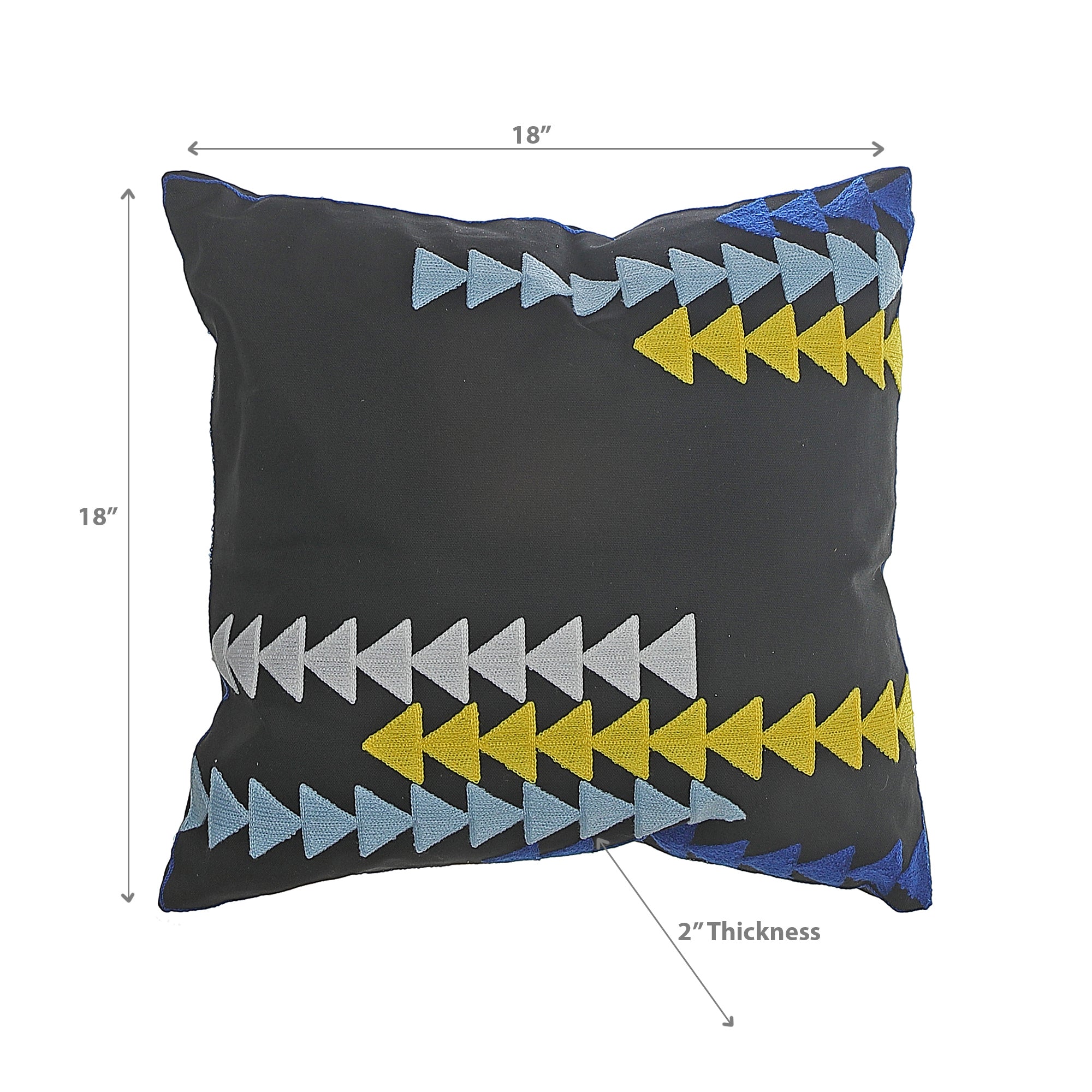 Polyester Embroidered Arrow Cushion Black Set Of 2, Decorative Throw Pillow, Modern Home Accent