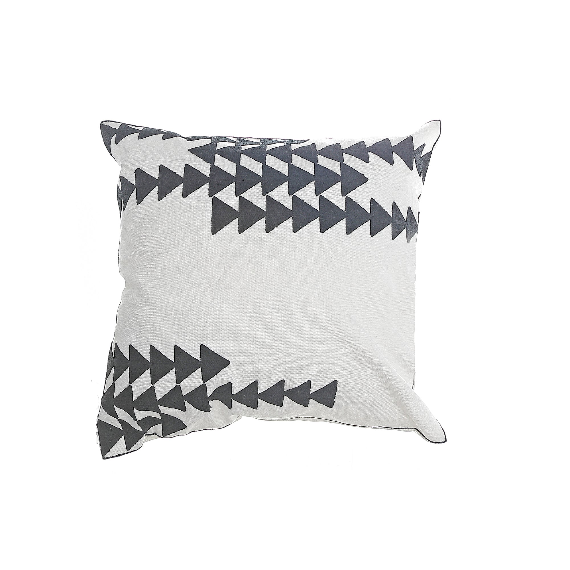 Polyester Embroidered Arrow Cushion White Set Of 2, Decorative Throw Pillow, Modern Home Accent
