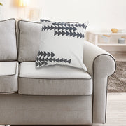 Polyester Embroidered Arrow Cushion White Set Of 2, Decorative Throw Pillow, Modern Home Accent
