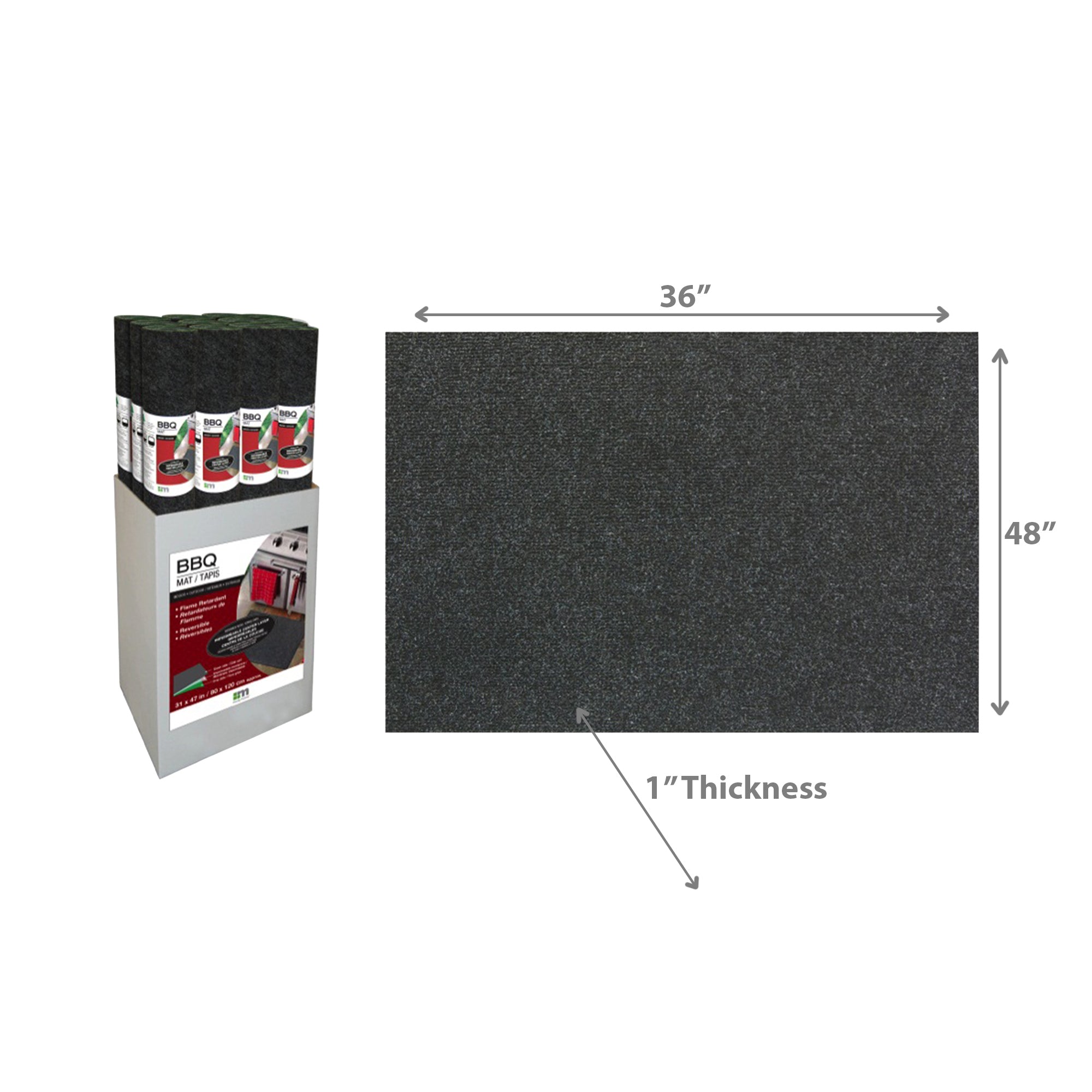 BBQ Mat Charcoal 48 X 36 Inch, Outdoor Grill Mat, Patio Cooking Accessory