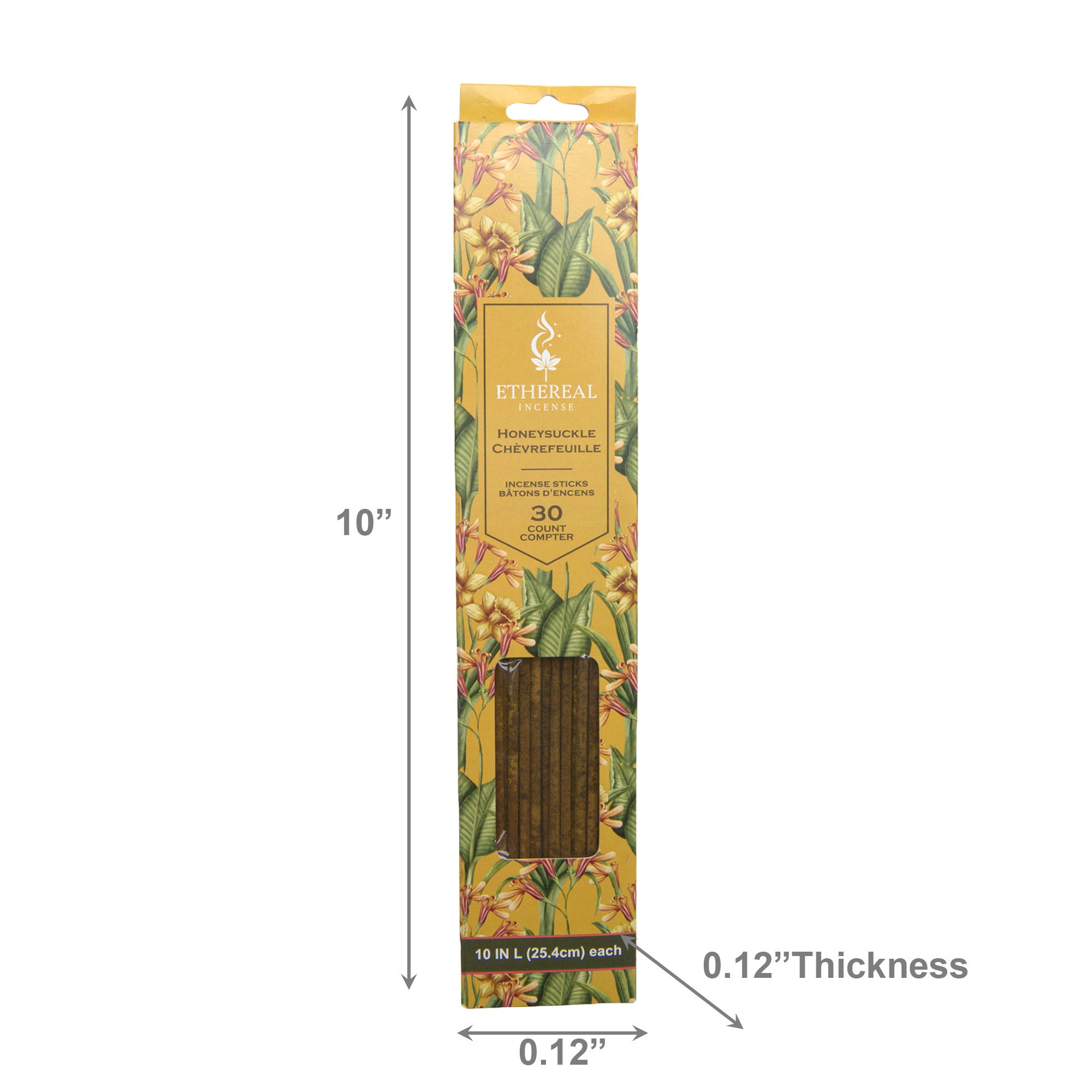 Honeysuckle Scented Ethereal 30-Pack Incense Sticks - Set of 12