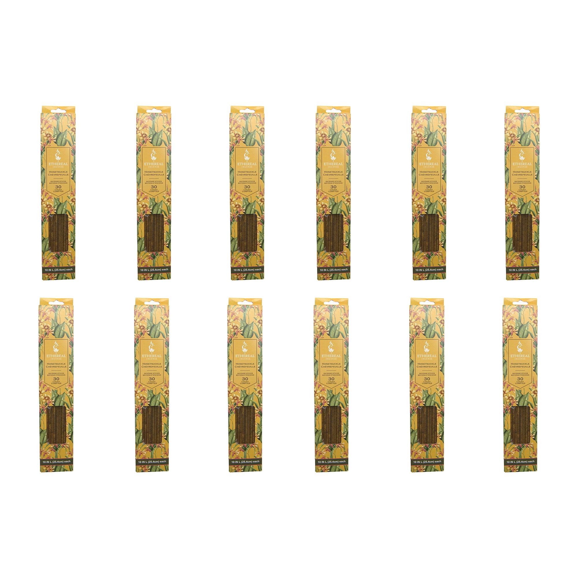 Honeysuckle Scented Ethereal 30-Pack Incense Sticks - Set of 12