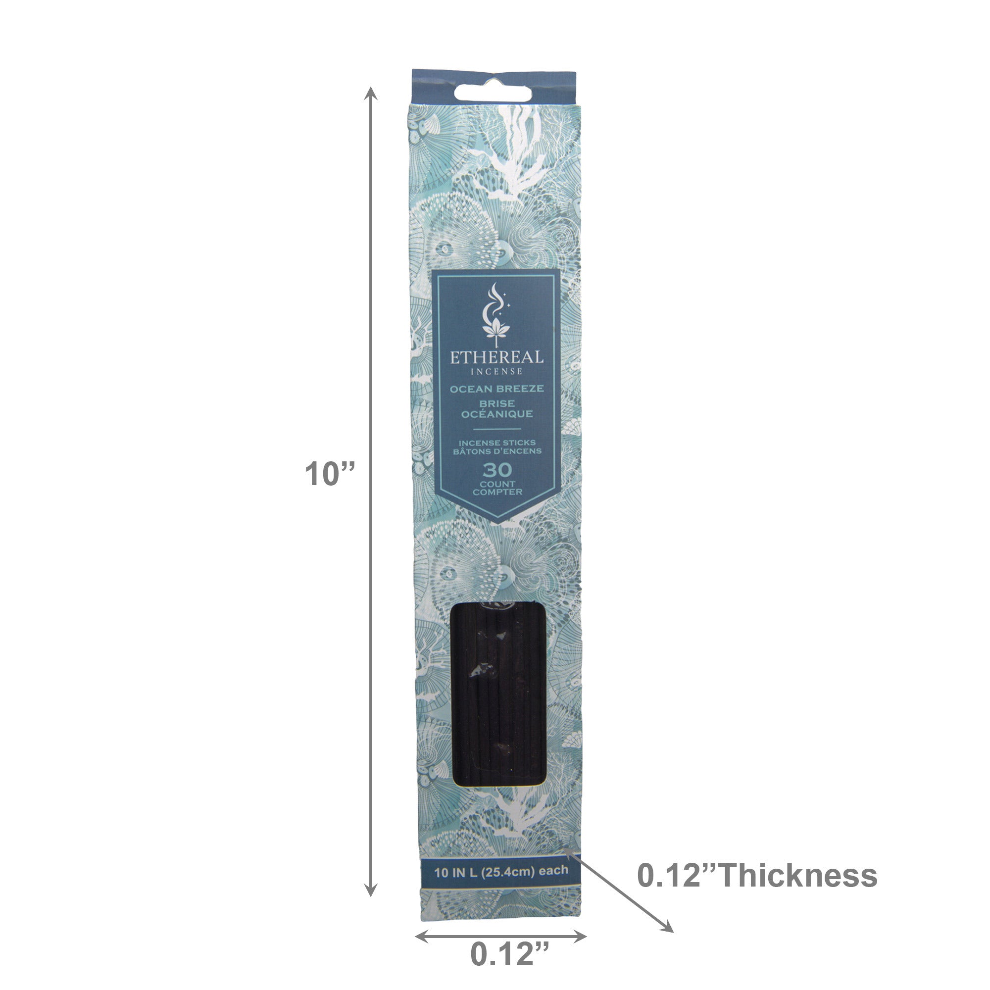 Ocean Breeze Scented Ethereal 30-Pack Incense Sticks - Set of 12