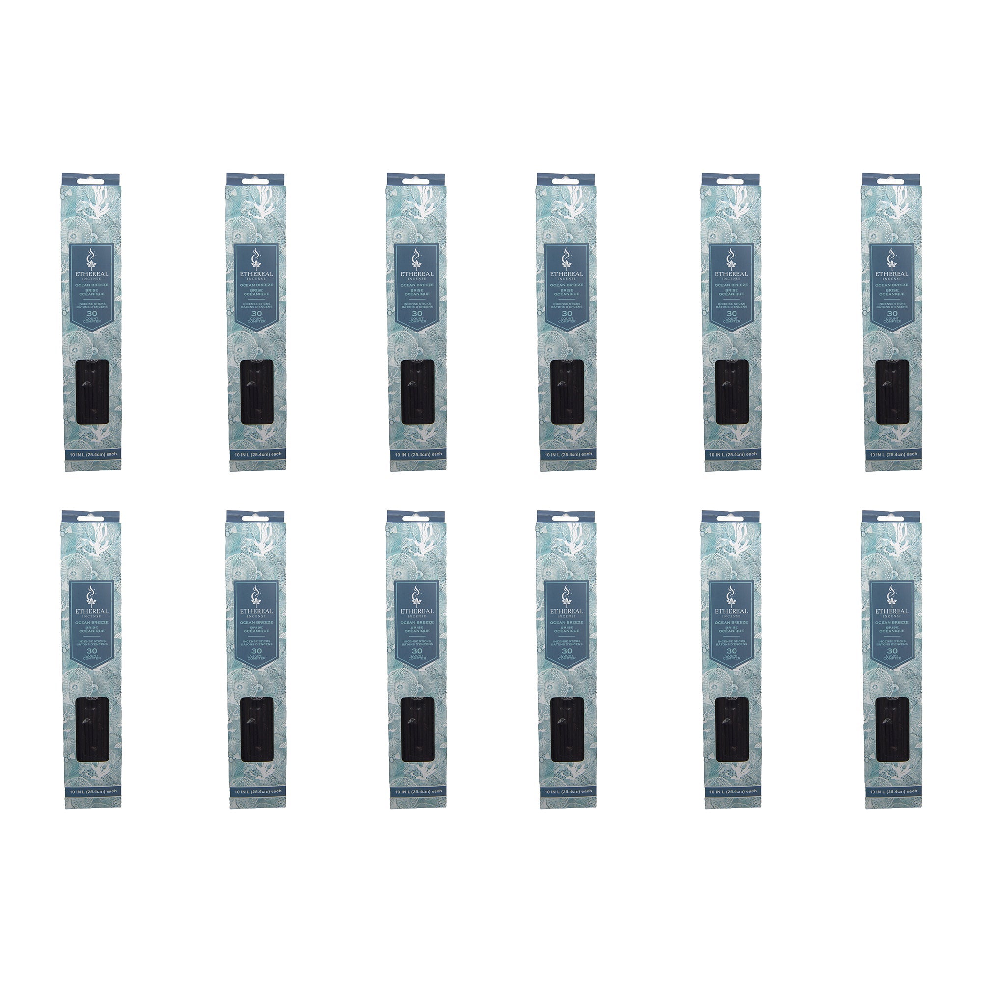 Ocean Breeze Scented Ethereal 30-Pack Incense Sticks - Set of 12