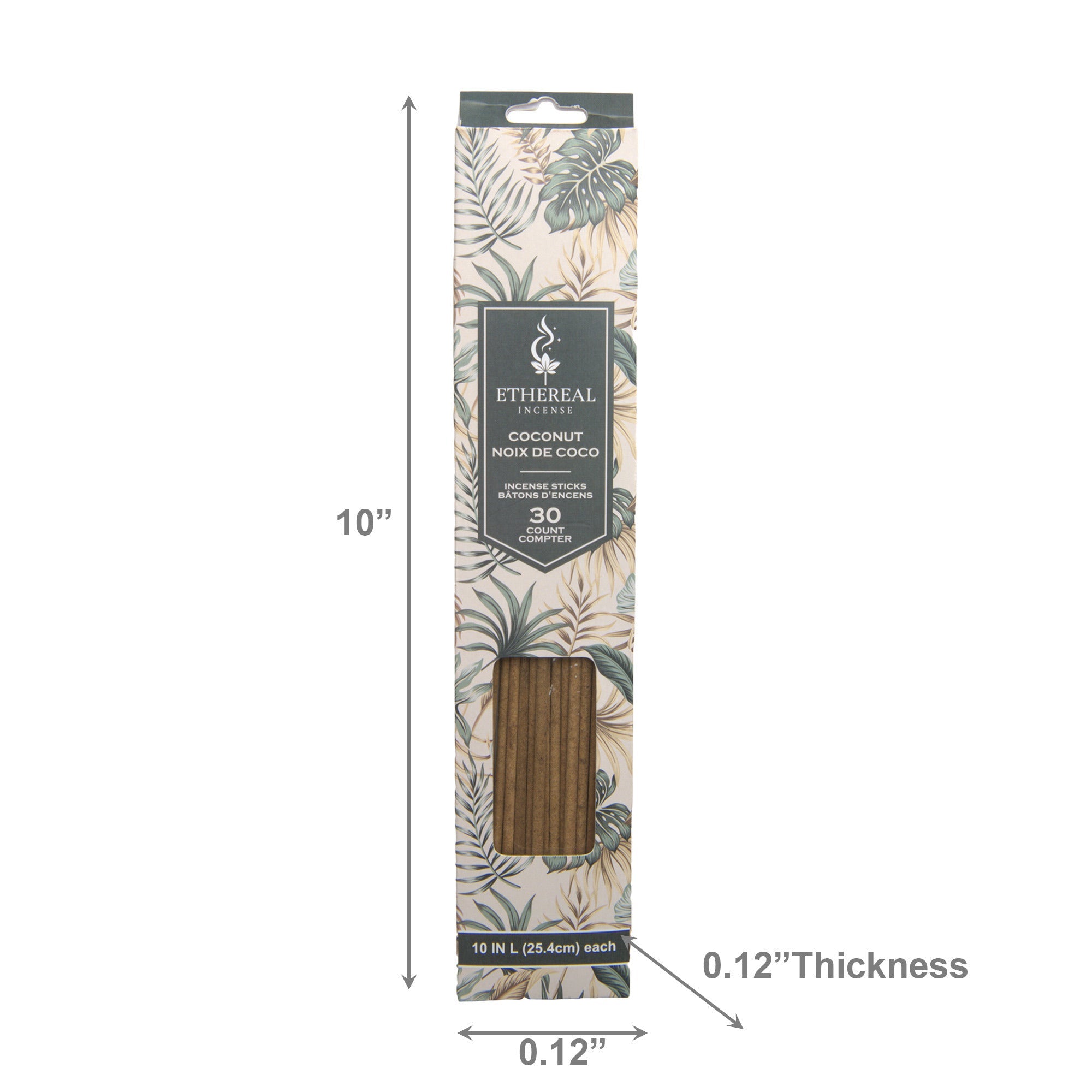 Coconut Scented Ethereal 30-Pack Incense Sticks - Set of 12