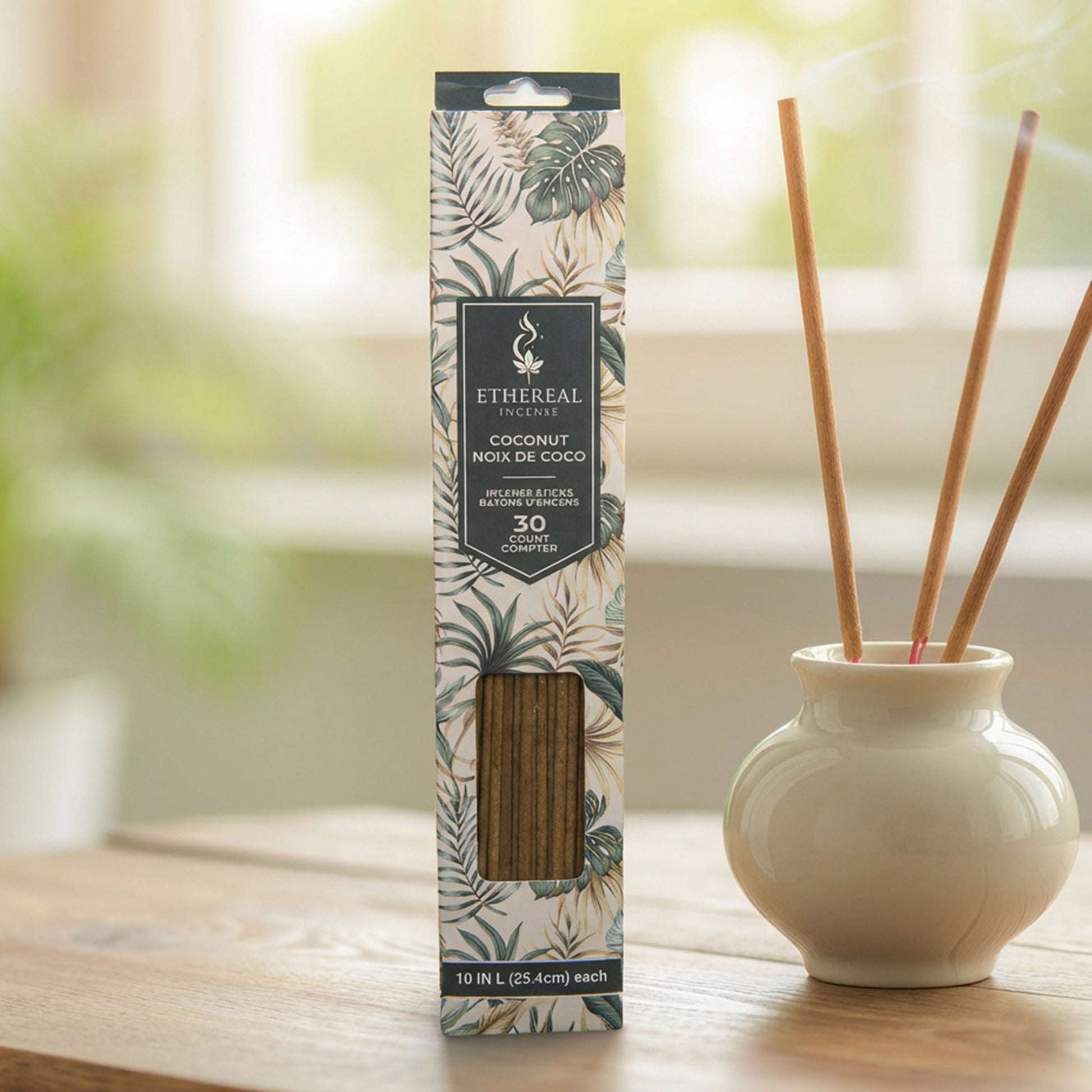 Coconut Scented Ethereal 30-Pack Incense Sticks - Set of 12