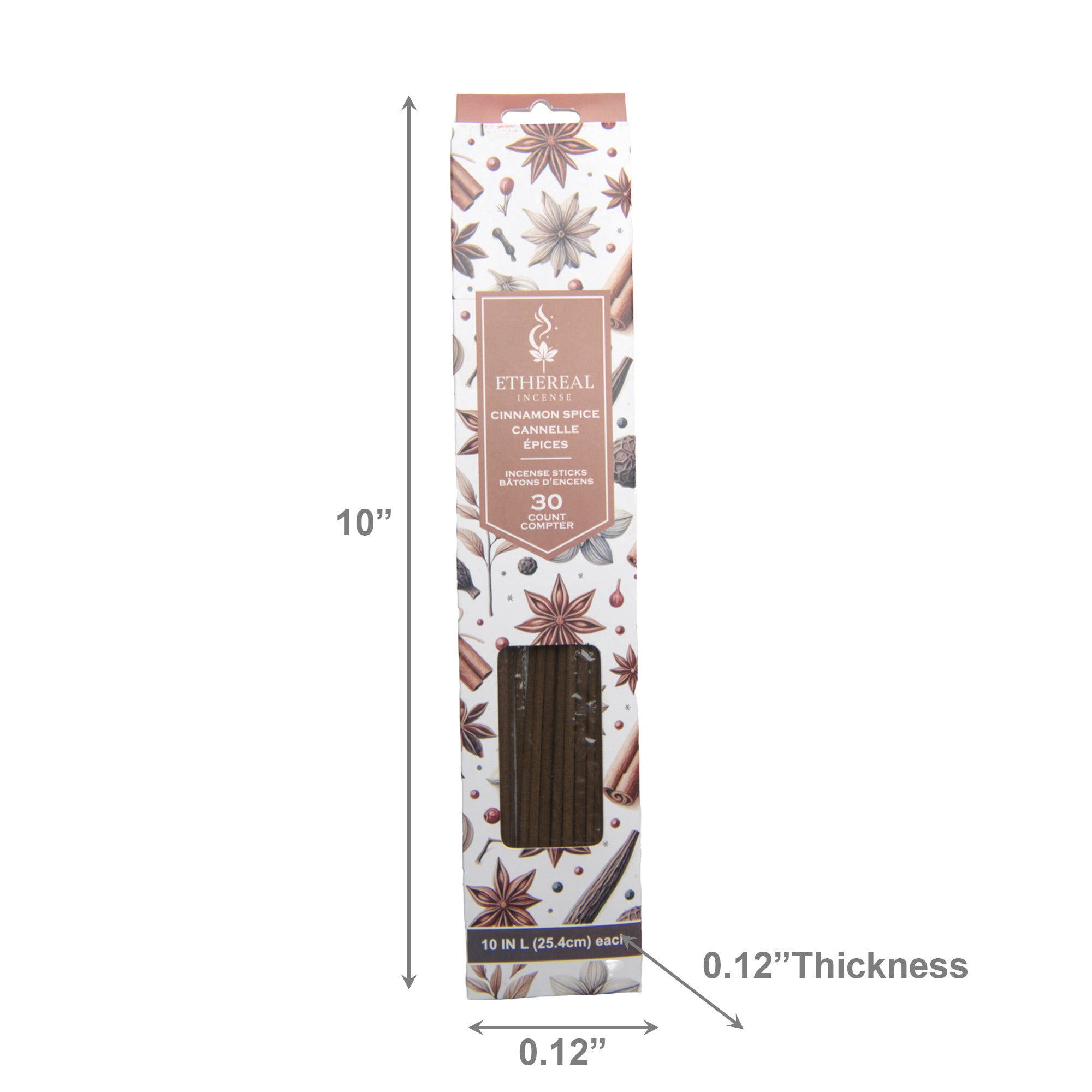 Cinnamon Spice Scented Ethereal 30-Pack Incense Sticks - Set of 12