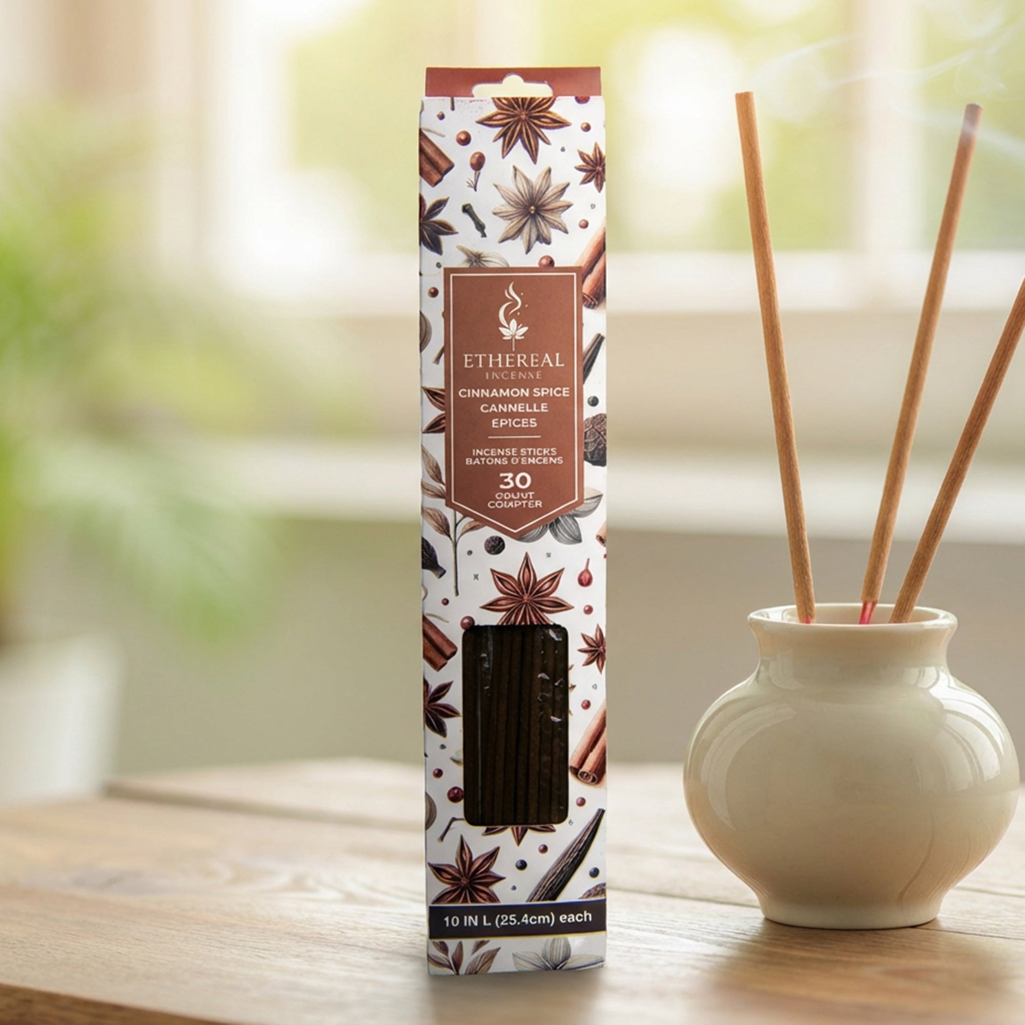 Cinnamon Spice Scented Ethereal 30-Pack Incense Sticks - Set of 12