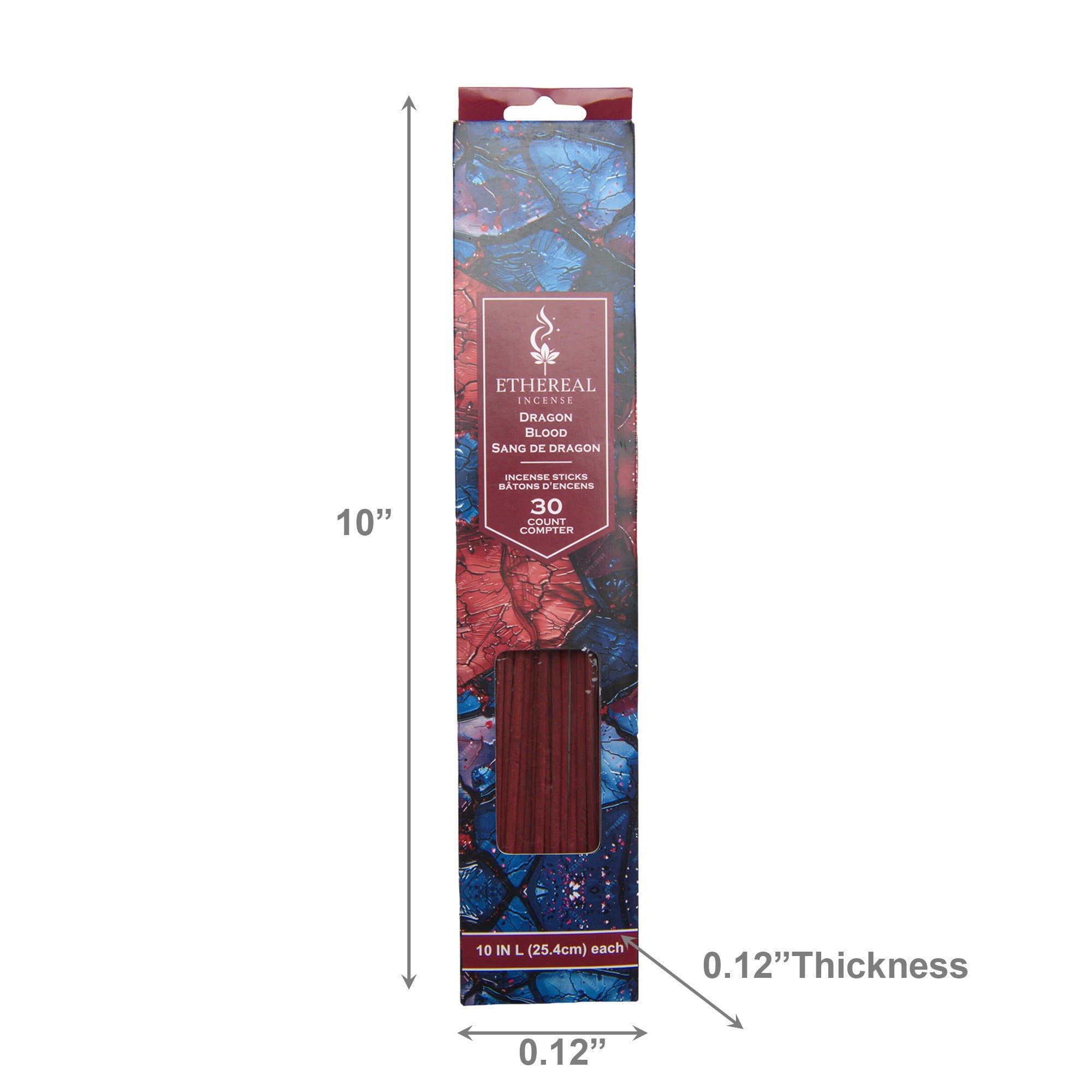 Dragon Blood Scented Ethereal 30-Pack Incense Sticks - Set of 12