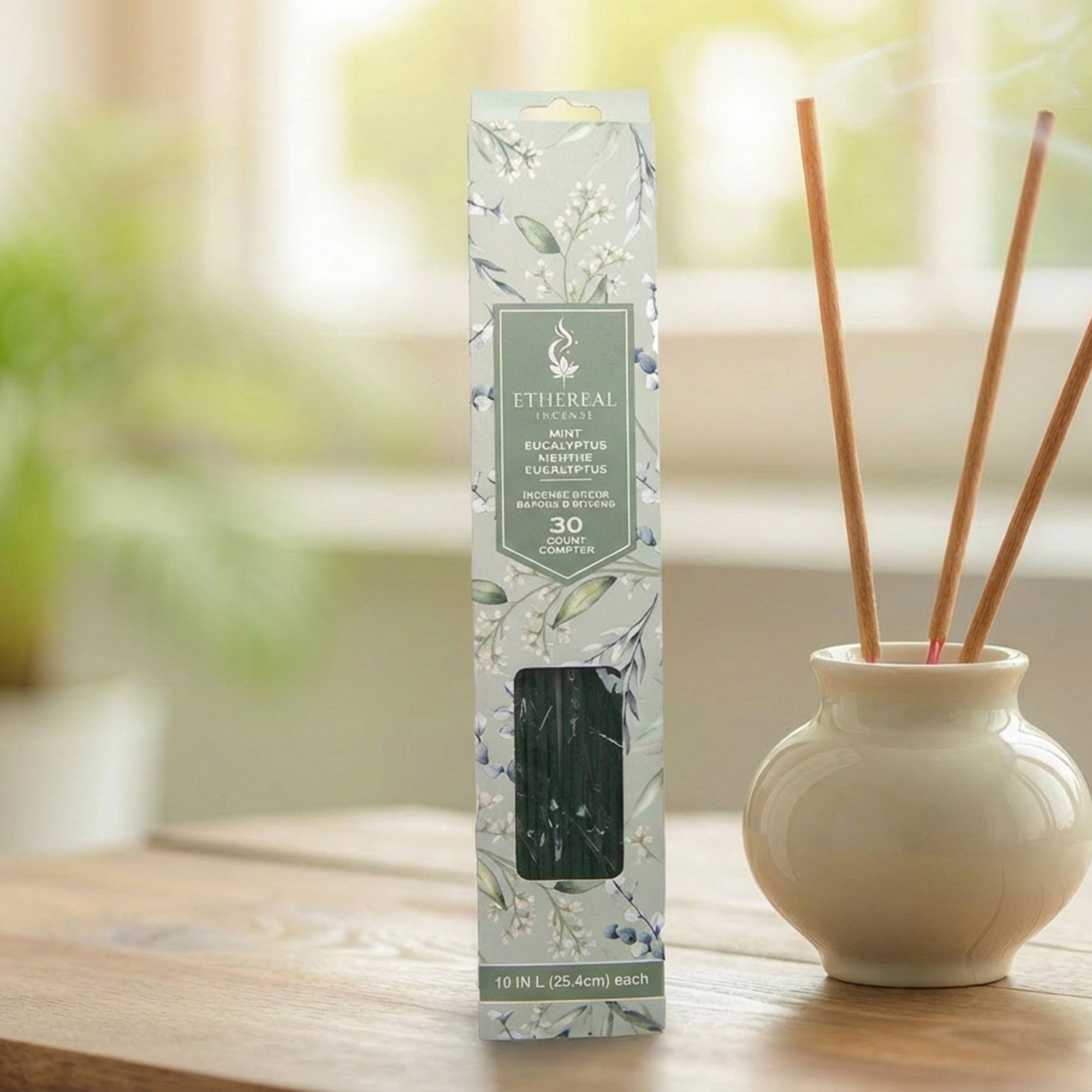 Eucalyptus Mint Scented Ethereal 30-Pack Incense Sticks - Set of 12
